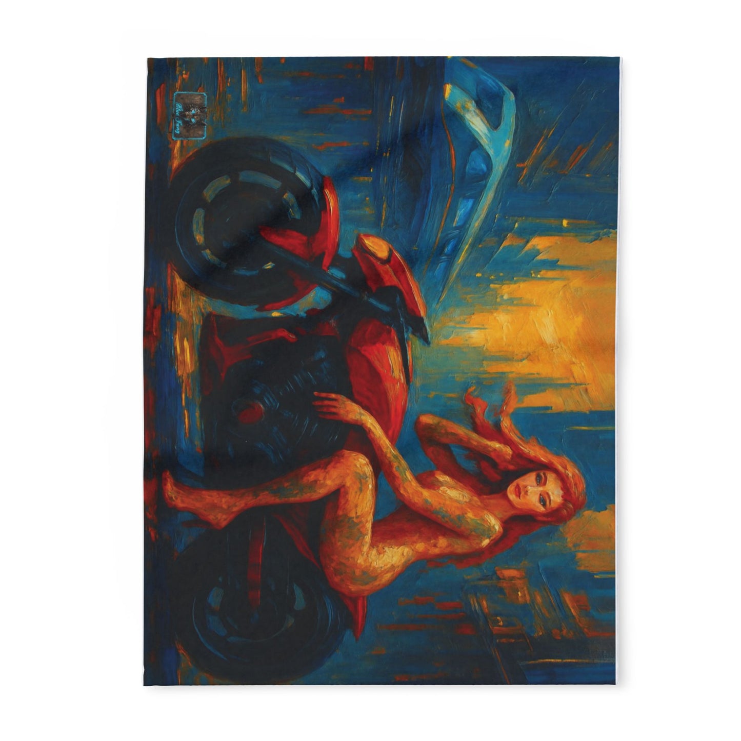 Vibrant Motorcycle Art Fleece Blanket | Cozy Gift for Bikers, Home Decor, Art Lovers | Stylish and Unique