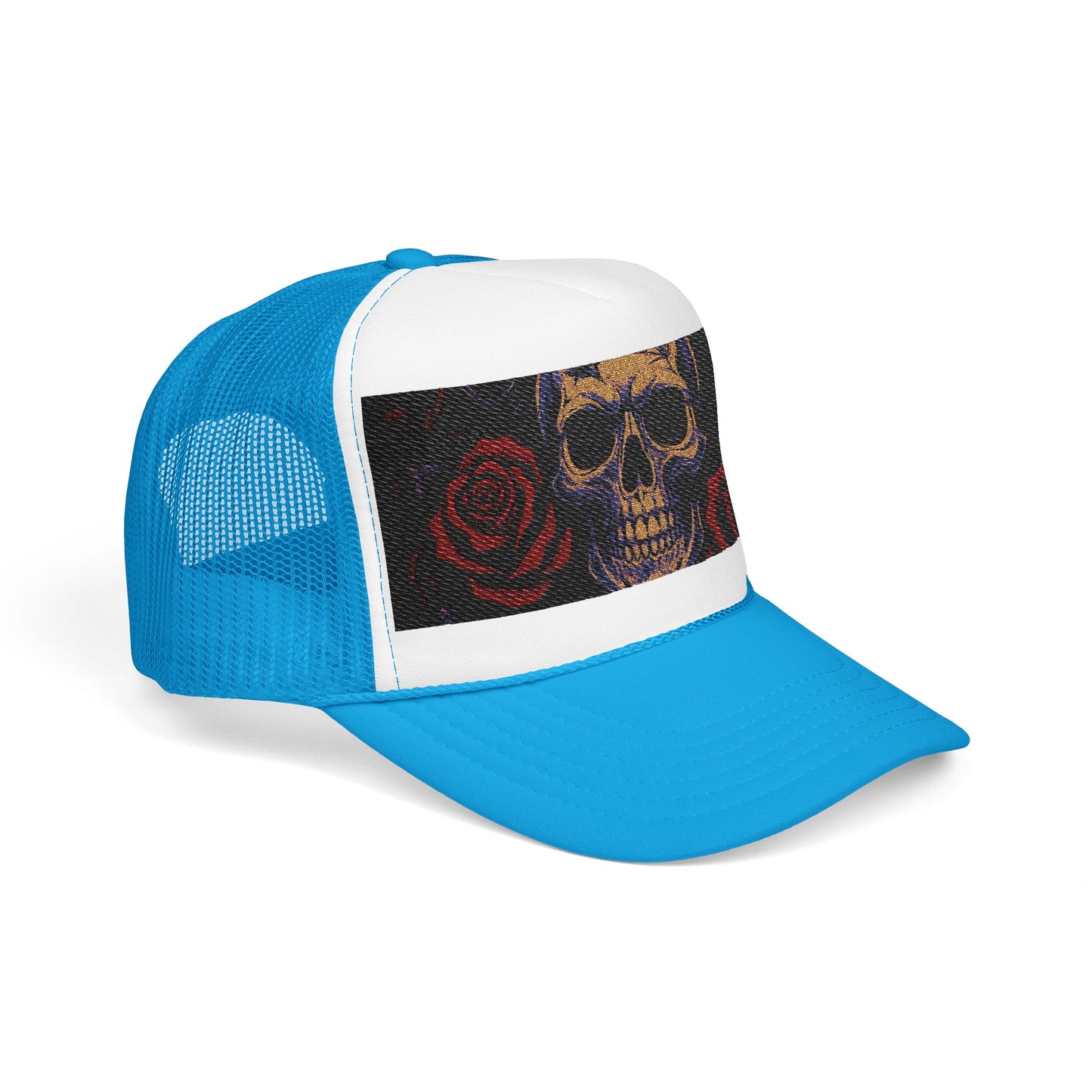 Gothic Skull Trucker Hat, Edgy Hat for Festivals, Embroidered Foam Cap, Perfect Gift for Birthday, Halloween & Casual Wear