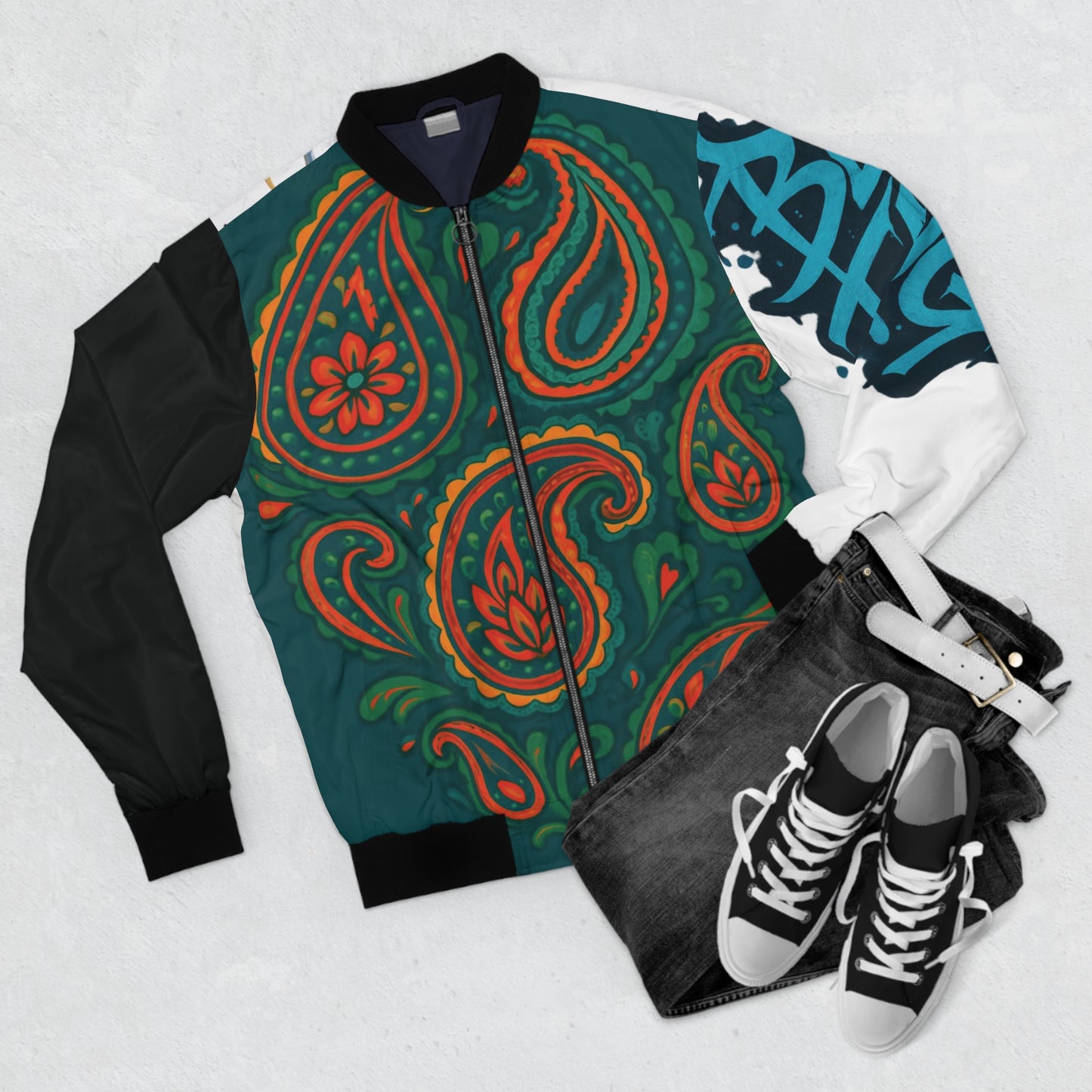 Bomber Jacket Dragon Paisley Streetwear Men's Jacket