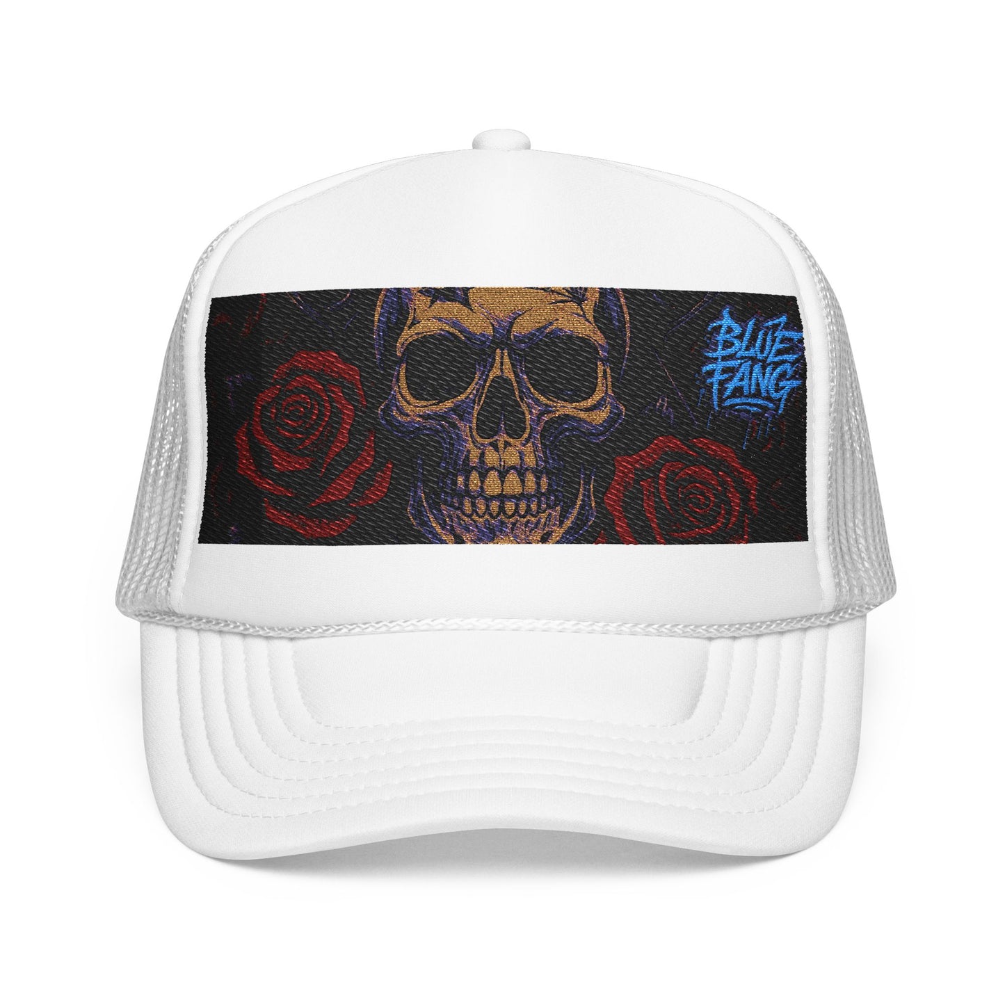Gothic Skull Trucker Hat, Edgy Hat for Festivals, Embroidered Foam Cap, Perfect Gift for Birthday, Halloween & Casual Wear