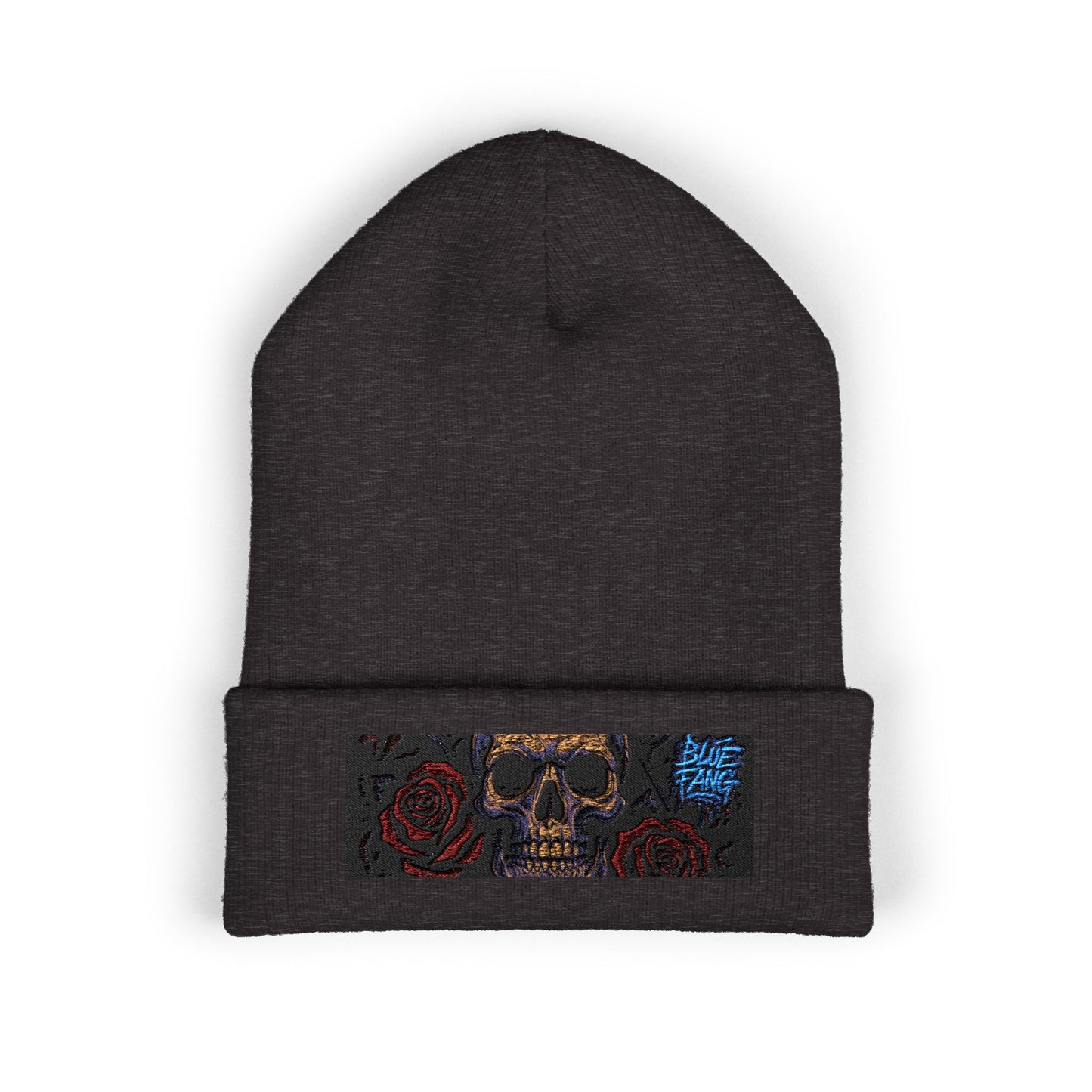 Skull & Roses Cuffed Beanie | Embroidered Winter Hat for Fashion Lovers, Unique Gift for Him/Her, Holiday Accessory, Cozy Casual Style