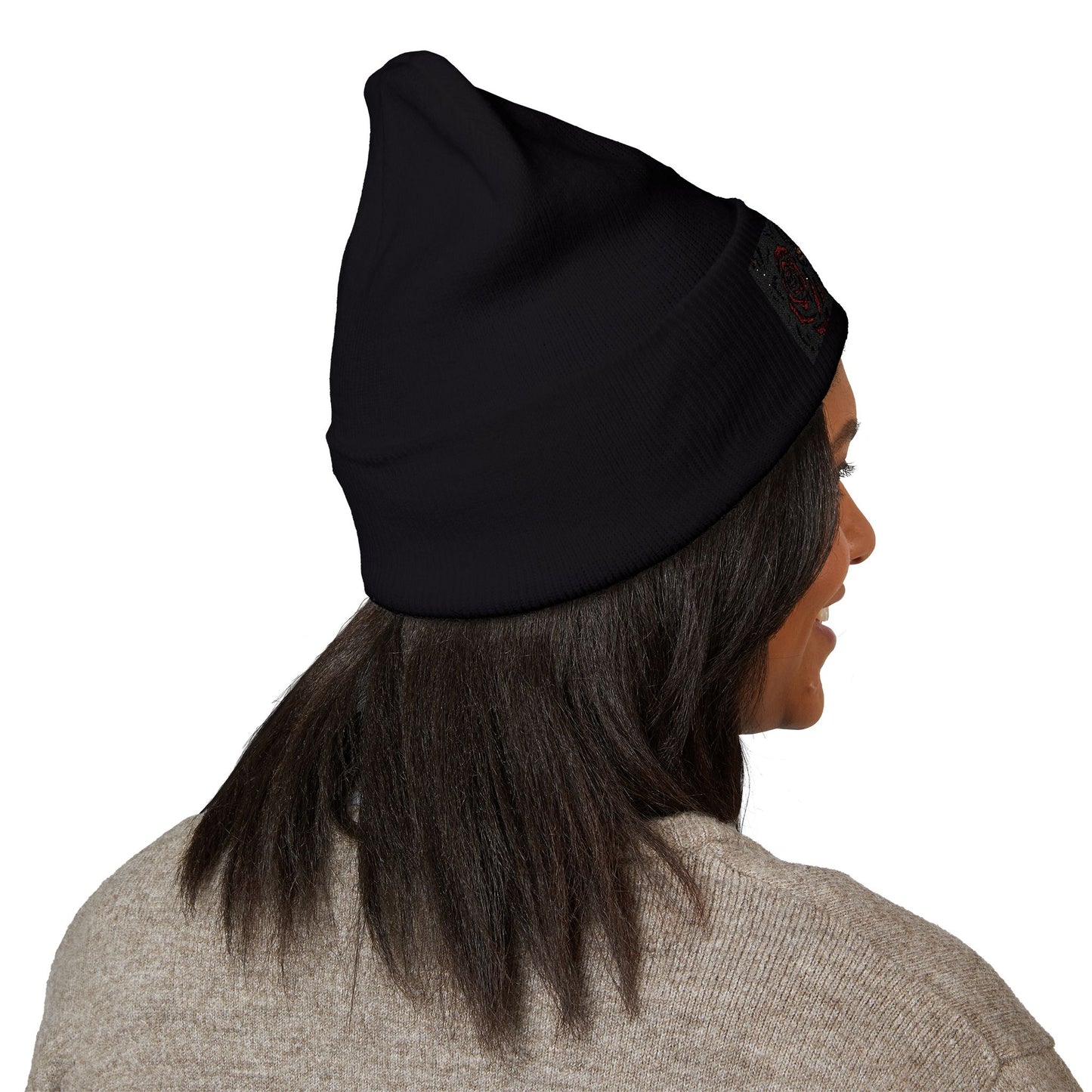 Skull & Roses Cuffed Beanie | Embroidered Winter Hat for Fashion Lovers, Unique Gift for Him/Her, Holiday Accessory, Cozy Casual Style