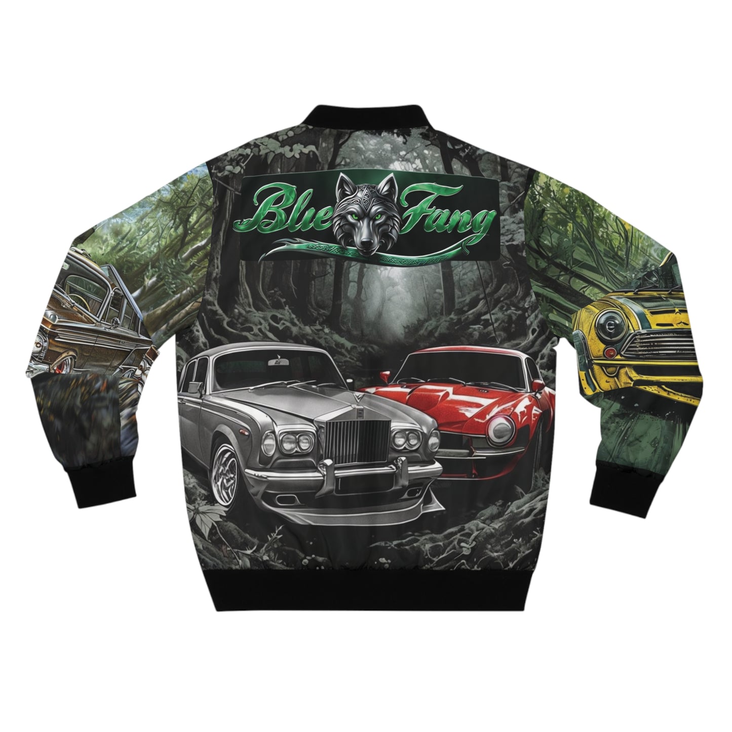 Men's Bomber Jacket with Bold Wolf Design, Cool Streetwear for Car Enthusiasts, Unique Gift for Birthdays, Fall Fashion