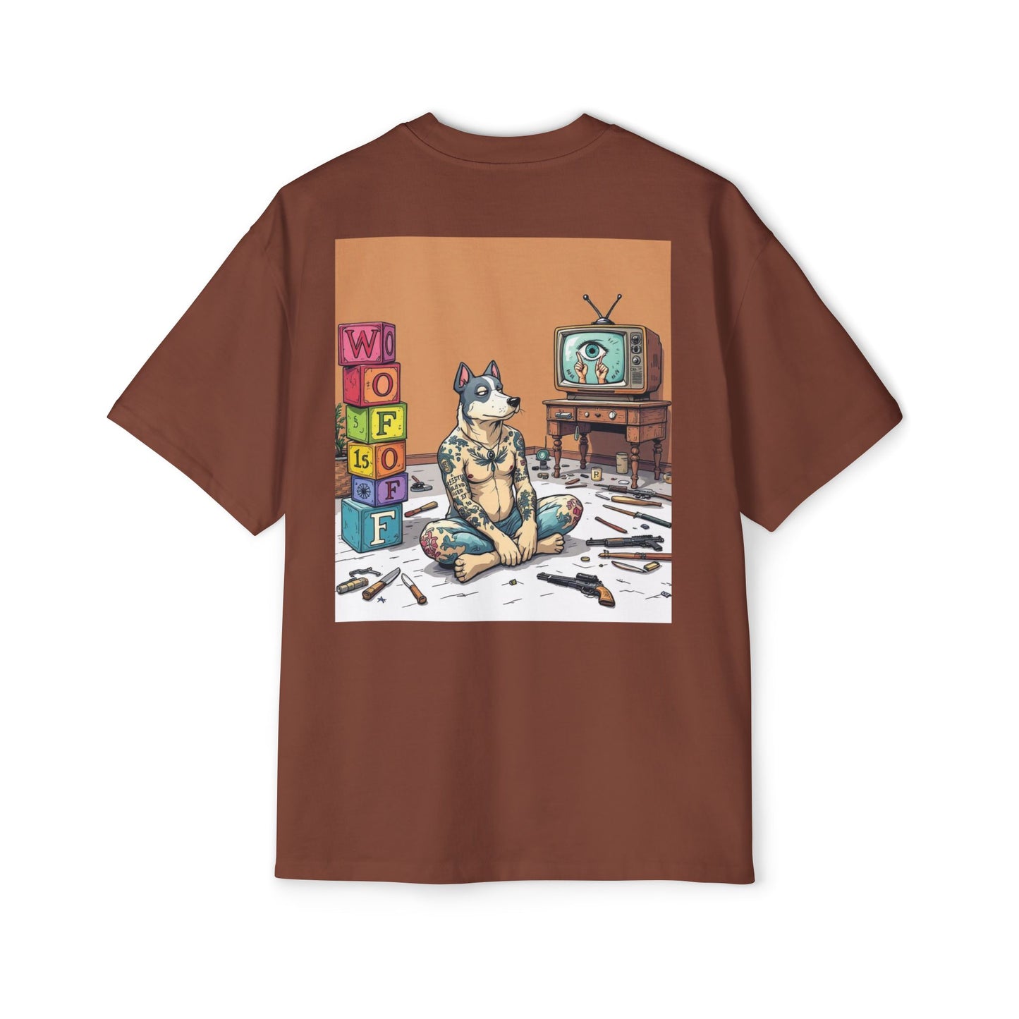 Blue Fang Men's Heavy Oversized Tee, Graphic Shirt for Casual Wear, Gift for Him, Streetwear Fashion, Unique Art Tee