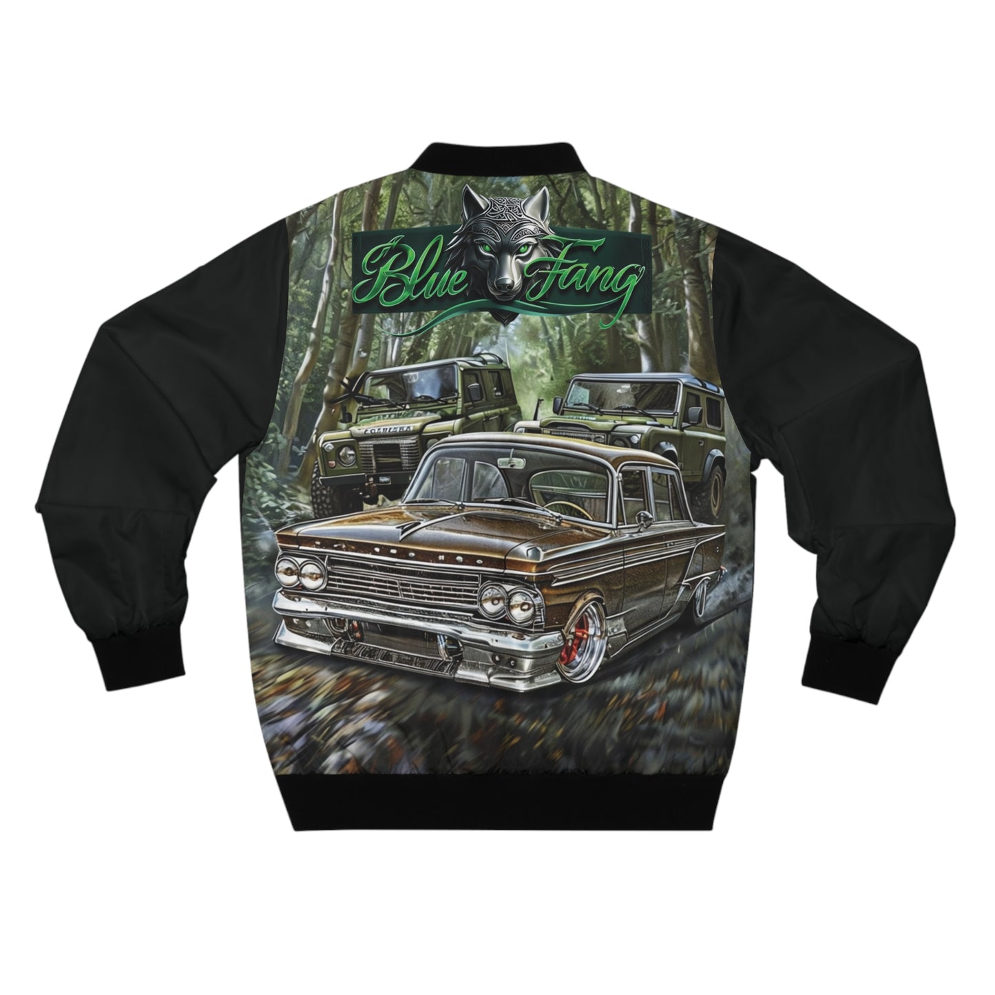 Men's Bomber Jacket with Bold Wolf Design, Cool Streetwear for Car Enthusiasts, Unique Gift for Birthdays, Fall Fashion