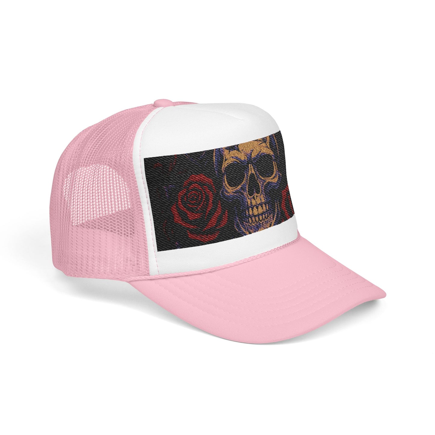 Gothic Skull Trucker Hat, Edgy Hat for Festivals, Embroidered Foam Cap, Perfect Gift for Birthday, Halloween & Casual Wear