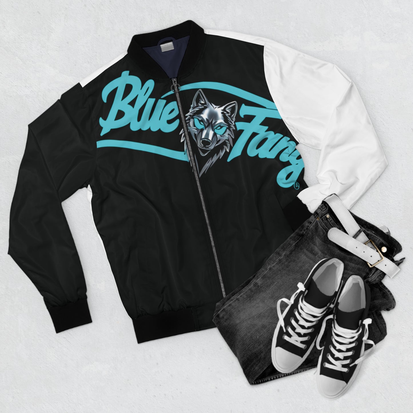 Blue Fang Tiger Men's Bomber Jacket - Urban Street Style