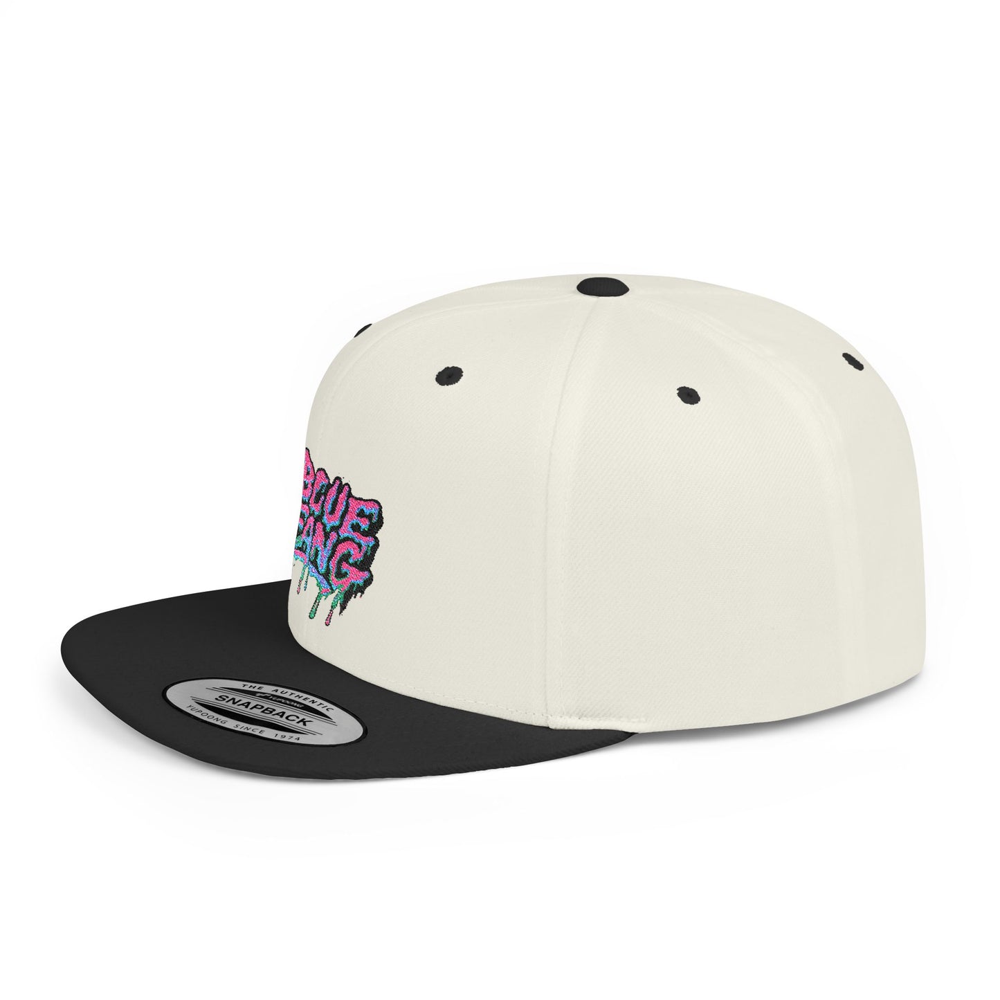 Retro-Inspired Flat Bill Snapback Cap, Hip-Hop Style Hat, Streetwear Accessory, Urban Fashion, Gift for Trendsetters