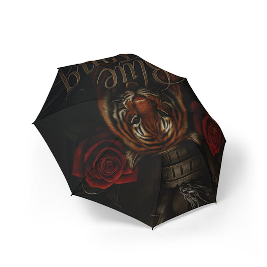 Bold Tiger & Roses Umbrella, Unique Foldable Sunshade, Gothic Style Gift for Her, Artistic Rain Protection, Vintage Umbrella Decor