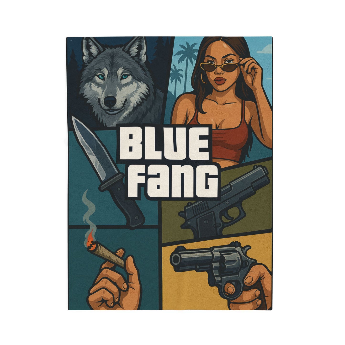 Blue Fang Gta themed Velveteen Plush Blanket, Cozy Throw, Unique Gift for Her, Boho Decor, Perfect for Women, Home Comfort