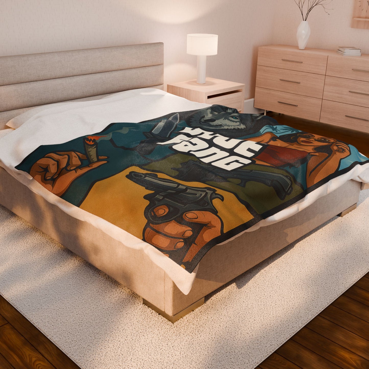 Blue Fang Gta themed Velveteen Plush Blanket, Cozy Throw, Unique Gift for Her, Boho Decor, Perfect for Women, Home Comfort