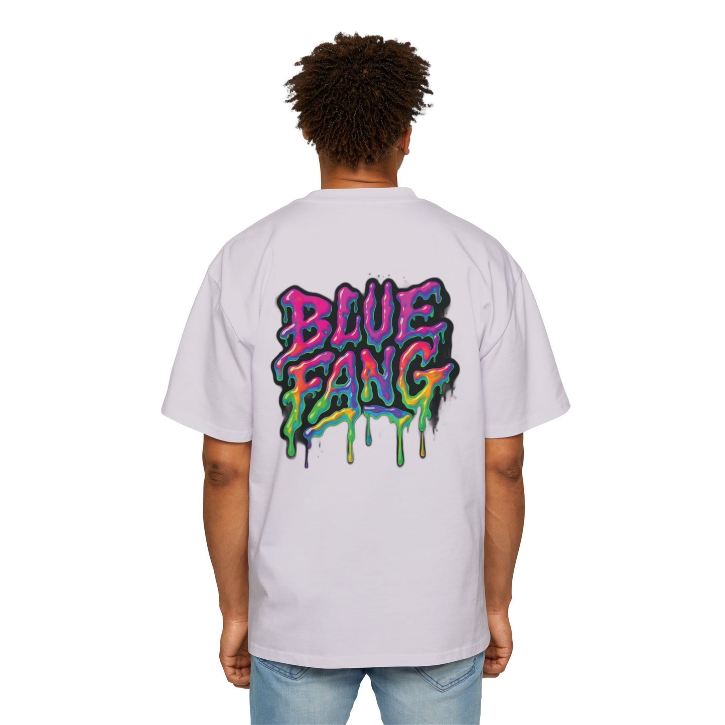 Men's Oversized Graphic Tee - Blue Fang Design, Streetwear Fashion, Casual Style, Unique Gift for Men, Trendy T-Shirt