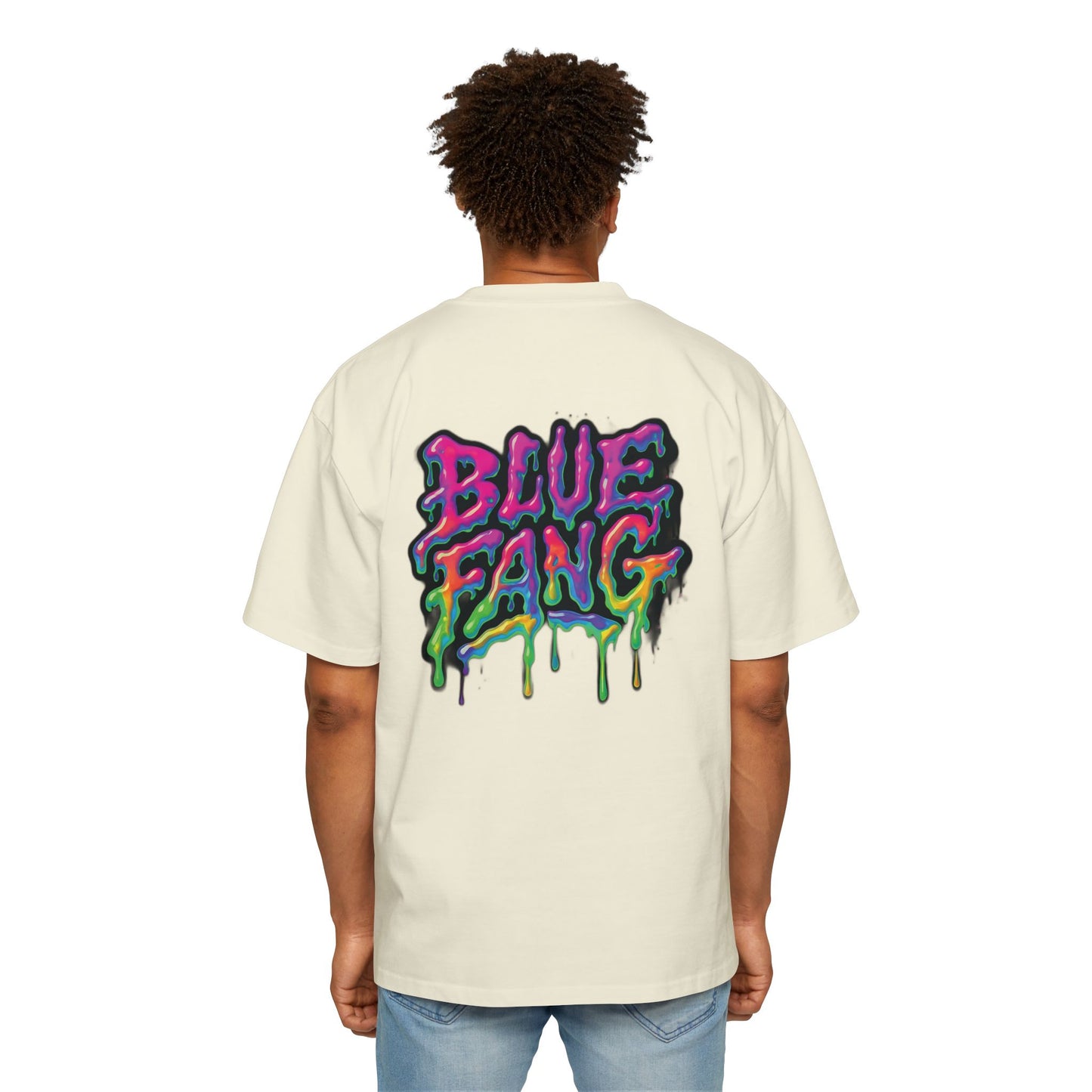 Men's Oversized Graphic Tee - Blue Fang Design, Streetwear Fashion, Casual Style, Unique Gift for Men, Trendy T-Shirt