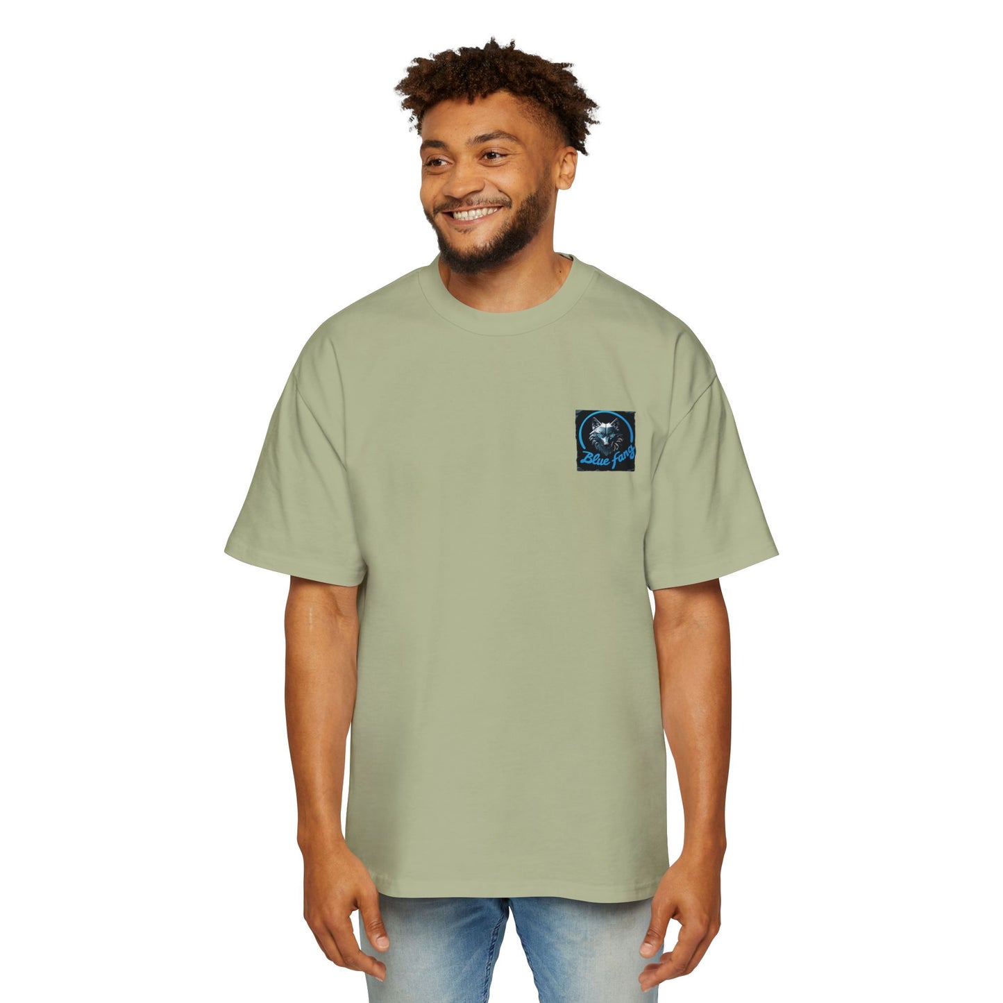 Fearless Blue Fang Men's Heavy Oversized Tee, Graphic Shirt for Casual Wear, Gift for Him, Streetwear Fashion, Unique Art Tee