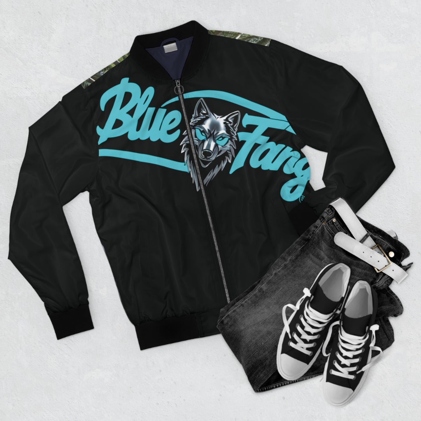 Men's Bomber Jacket with Bold Wolf Design, Cool Streetwear for Car Enthusiasts, Unique Gift for Birthdays, Fall Fashion