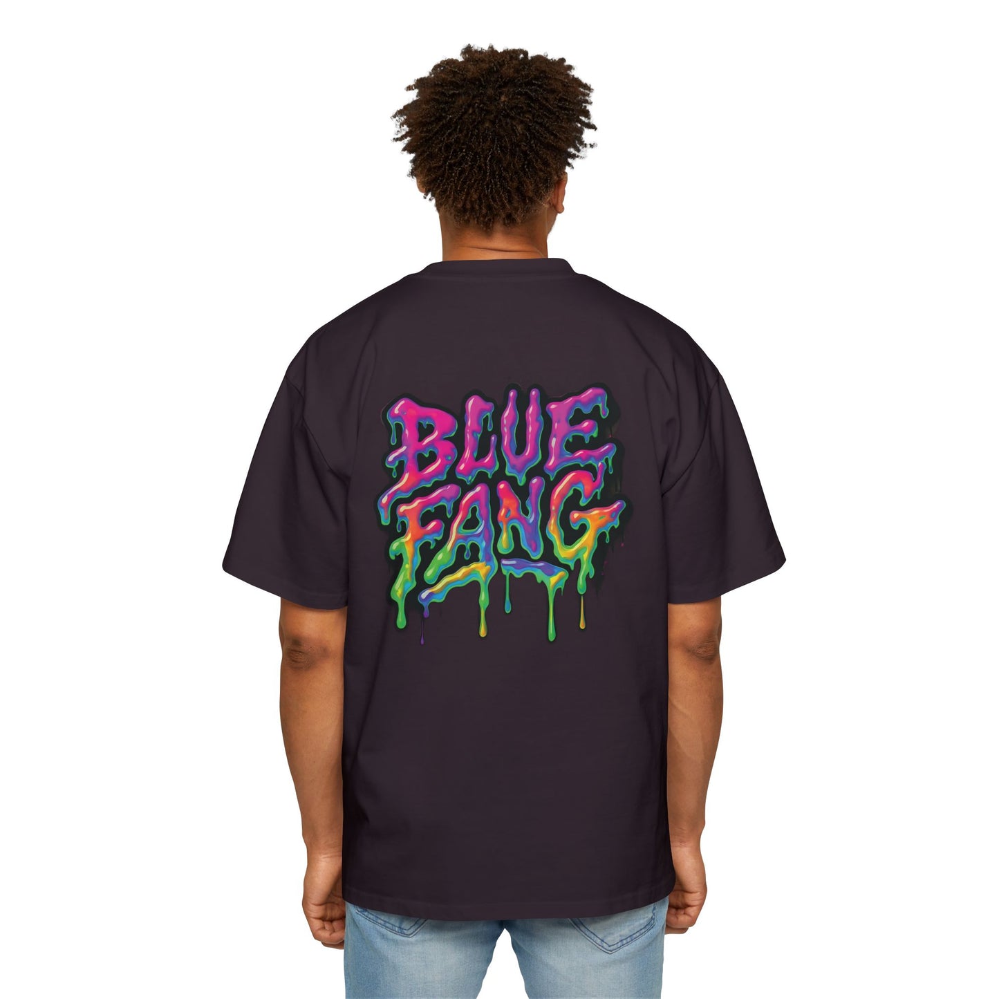Men's Oversized Graphic Tee - Blue Fang Design, Streetwear Fashion, Casual Style, Unique Gift for Men, Trendy T-Shirt