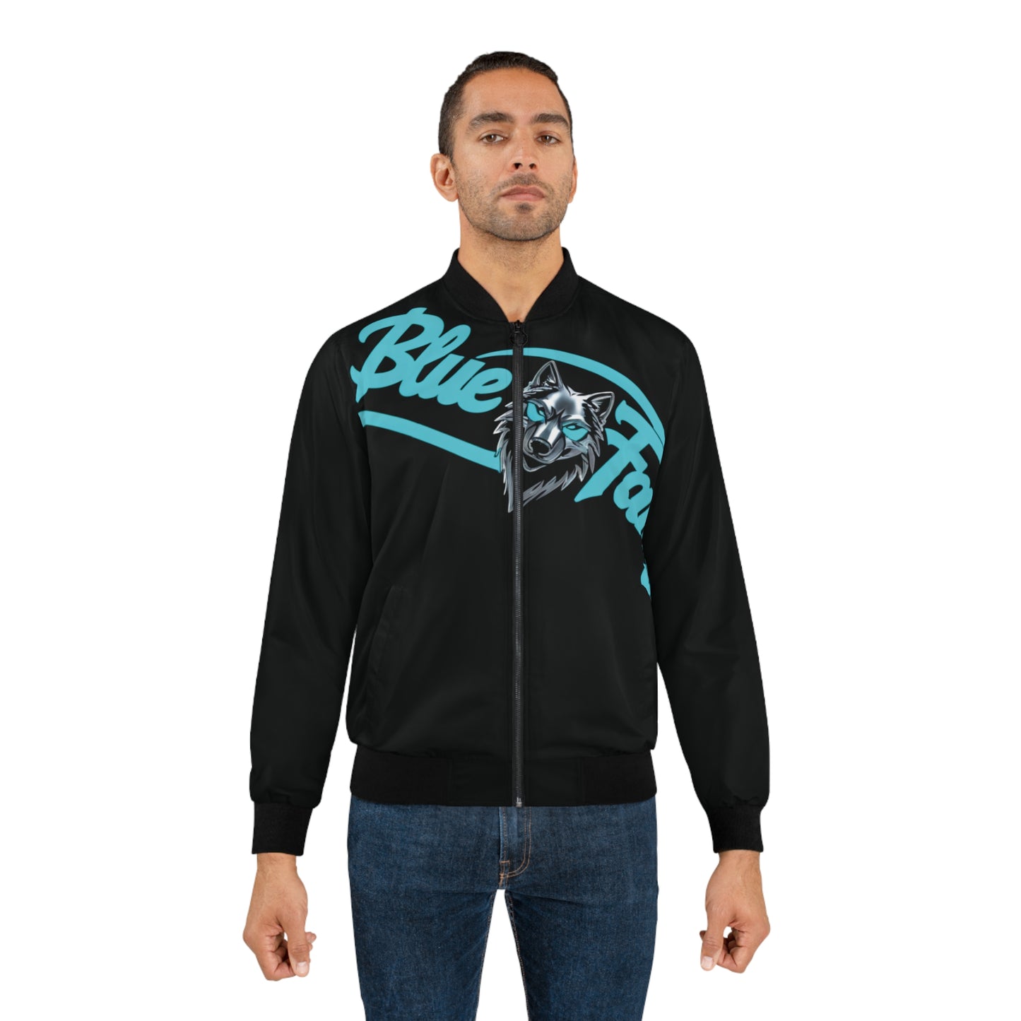 Men's Bomber Jacket with Bold Wolf Design, Cool Streetwear for Car Enthusiasts, Unique Gift for Birthdays, Fall Fashion