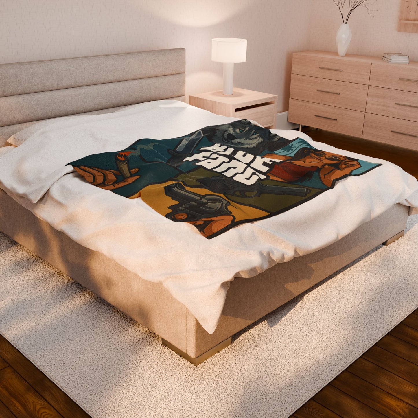Blue Fang Gta themed Velveteen Plush Blanket, Cozy Throw, Unique Gift for Her, Boho Decor, Perfect for Women, Home Comfort
