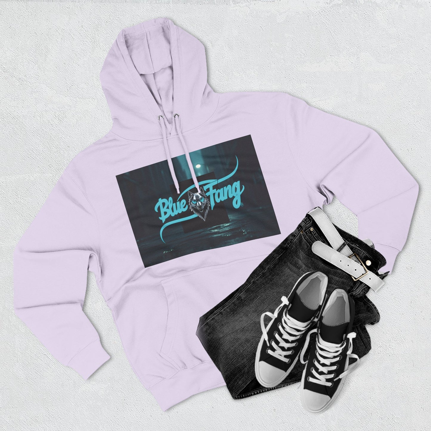Fearless Blue Fang Hoodie, Fleece Hoodie for Music Lovers, Edgy Streetwear, Gift for Him/Her, Casual Fall/Winter Wear