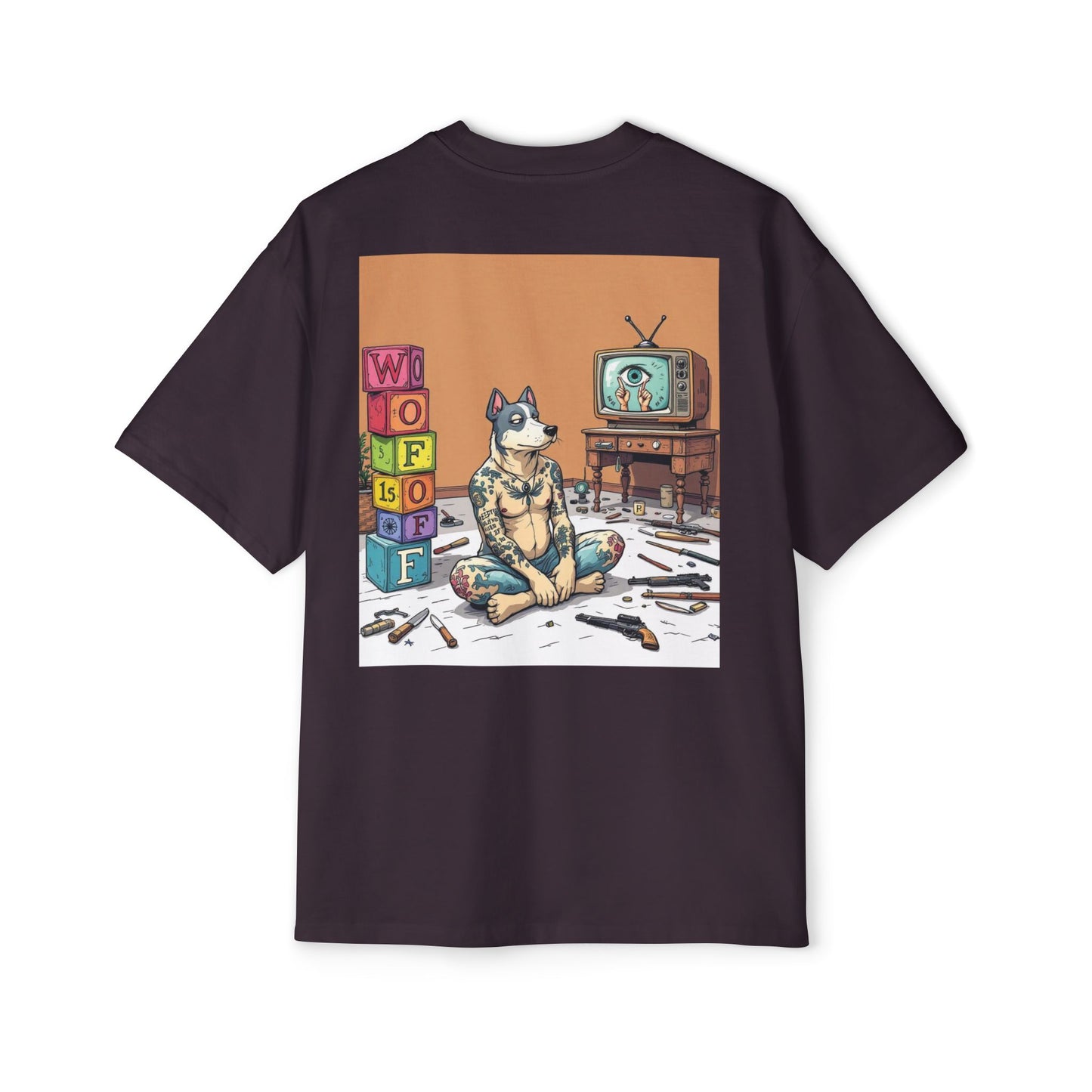 Blue Fang Men's Heavy Oversized Tee, Graphic Shirt for Casual Wear, Gift for Him, Streetwear Fashion, Unique Art Tee