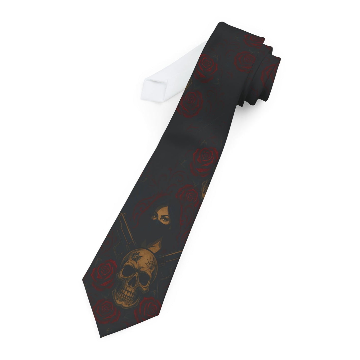 Gothic Skull Necktie, Stylish Accessory, Perfect for Halloween, Unique Gift for Him, Edgy Formal Wear, Trendy Fashion Statement