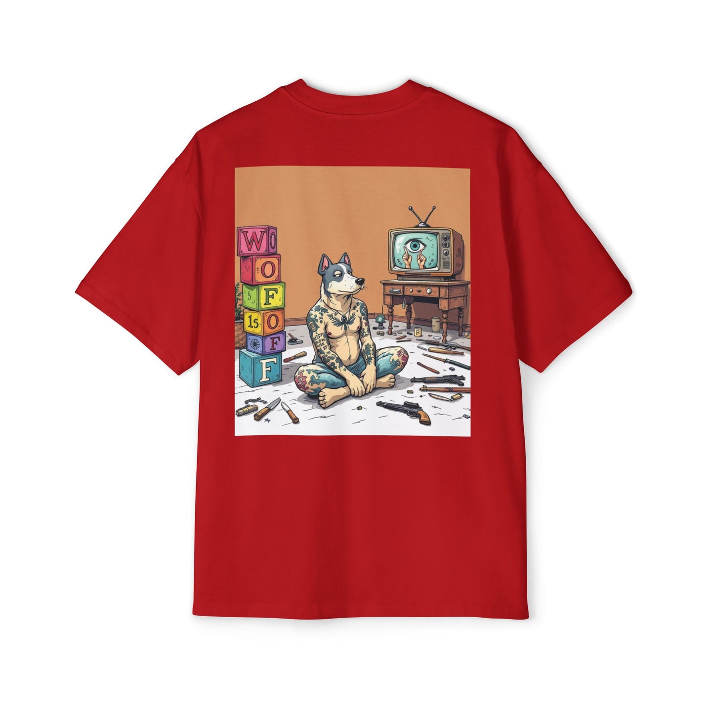 Blue Fang Men's Heavy Oversized Tee, Graphic Shirt for Casual Wear, Gift for Him, Streetwear Fashion, Unique Art Tee