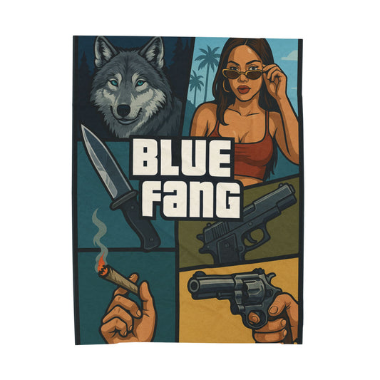 Blue Fang Gta themed Velveteen Plush Blanket, Cozy Throw, Unique Gift for Her, Boho Decor, Perfect for Women, Home Comfort
