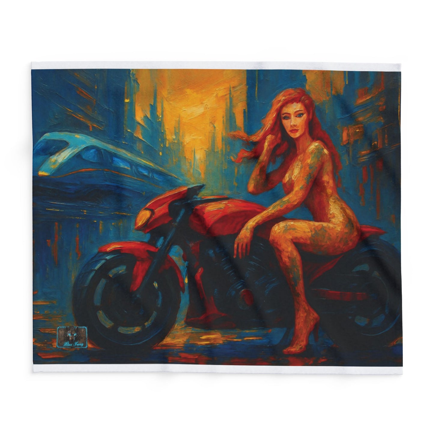 Vibrant Motorcycle Art Fleece Blanket | Cozy Gift for Bikers, Home Decor, Art Lovers | Stylish and Unique