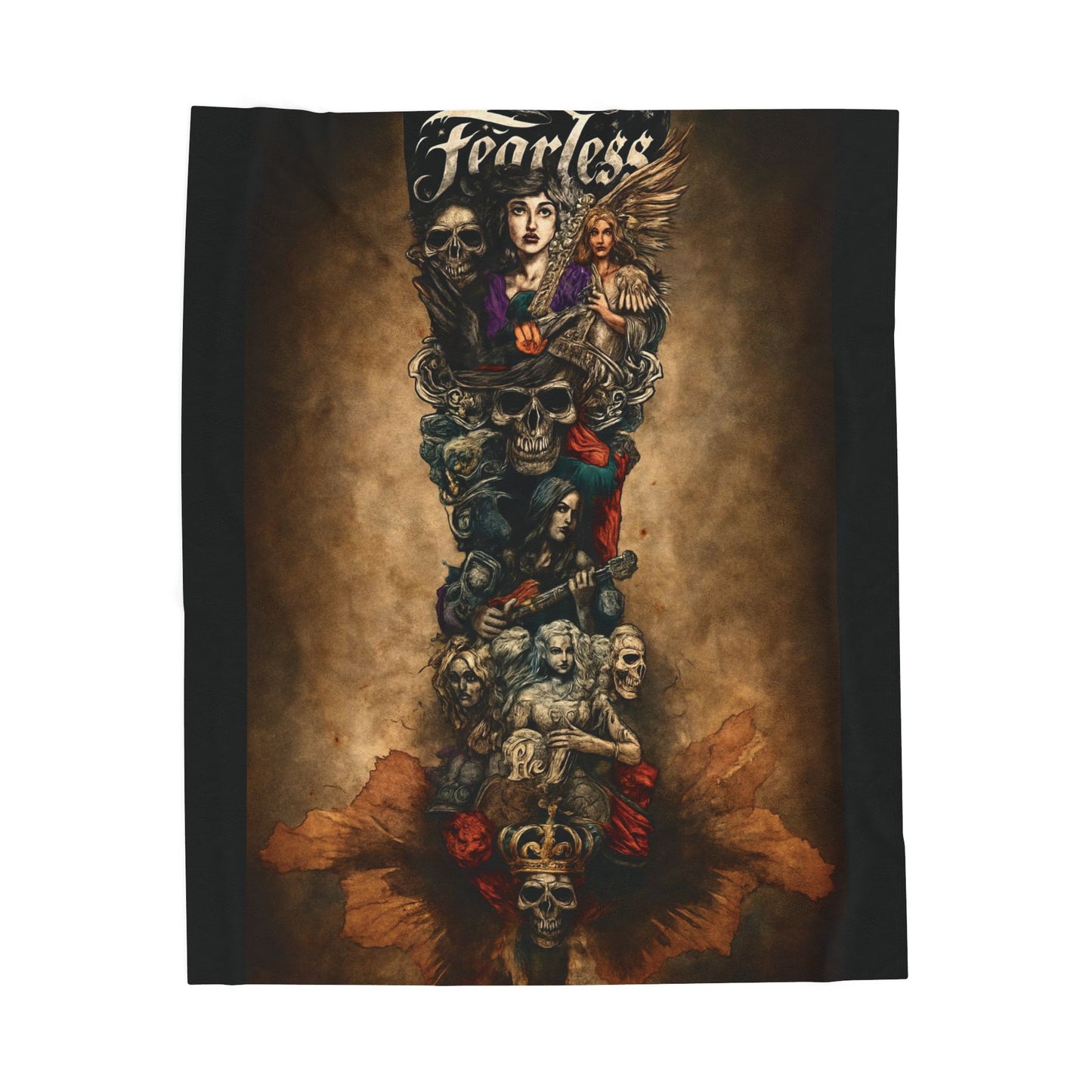 FearlessTattoo Art Velveteen Plush Blanket, Cozy Throw, Unique Gift for Her, Boho Decor, Perfect for Women, Home Comfort