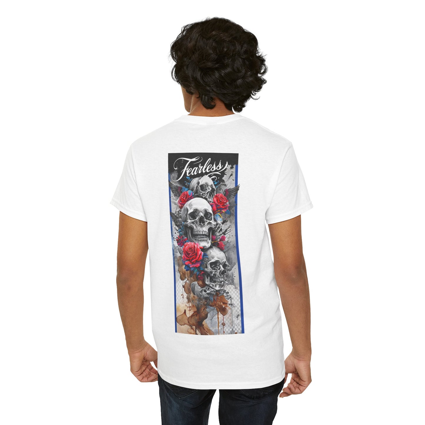 Fearless Graphic Tee, Unisex Cotton T-Shirt, Skull Design Shirt, Festival Wear, Edgy Casual Top