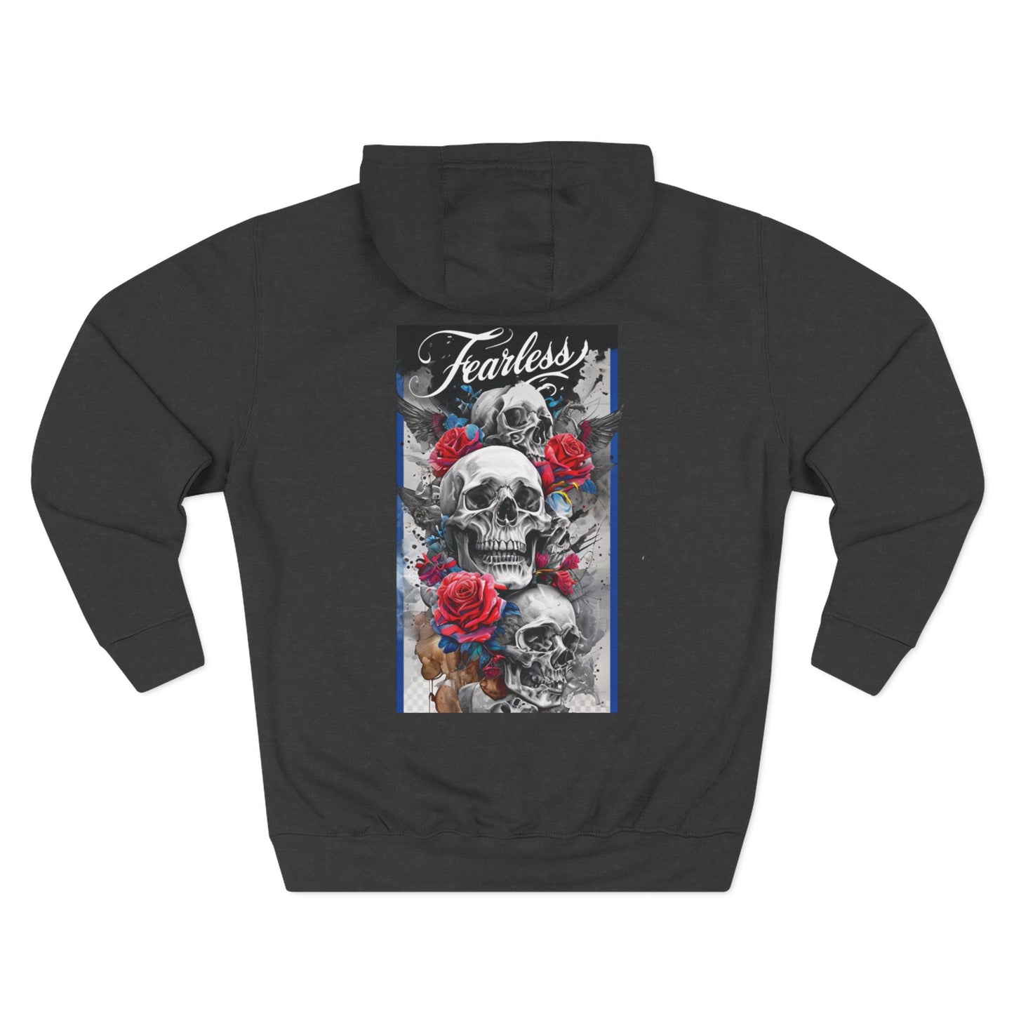 Fearless Blue Fang Hoodie, Fleece Hoodie for Music Lovers, Edgy Streetwear, Gift for Him/Her, Casual Fall/Winter Wear