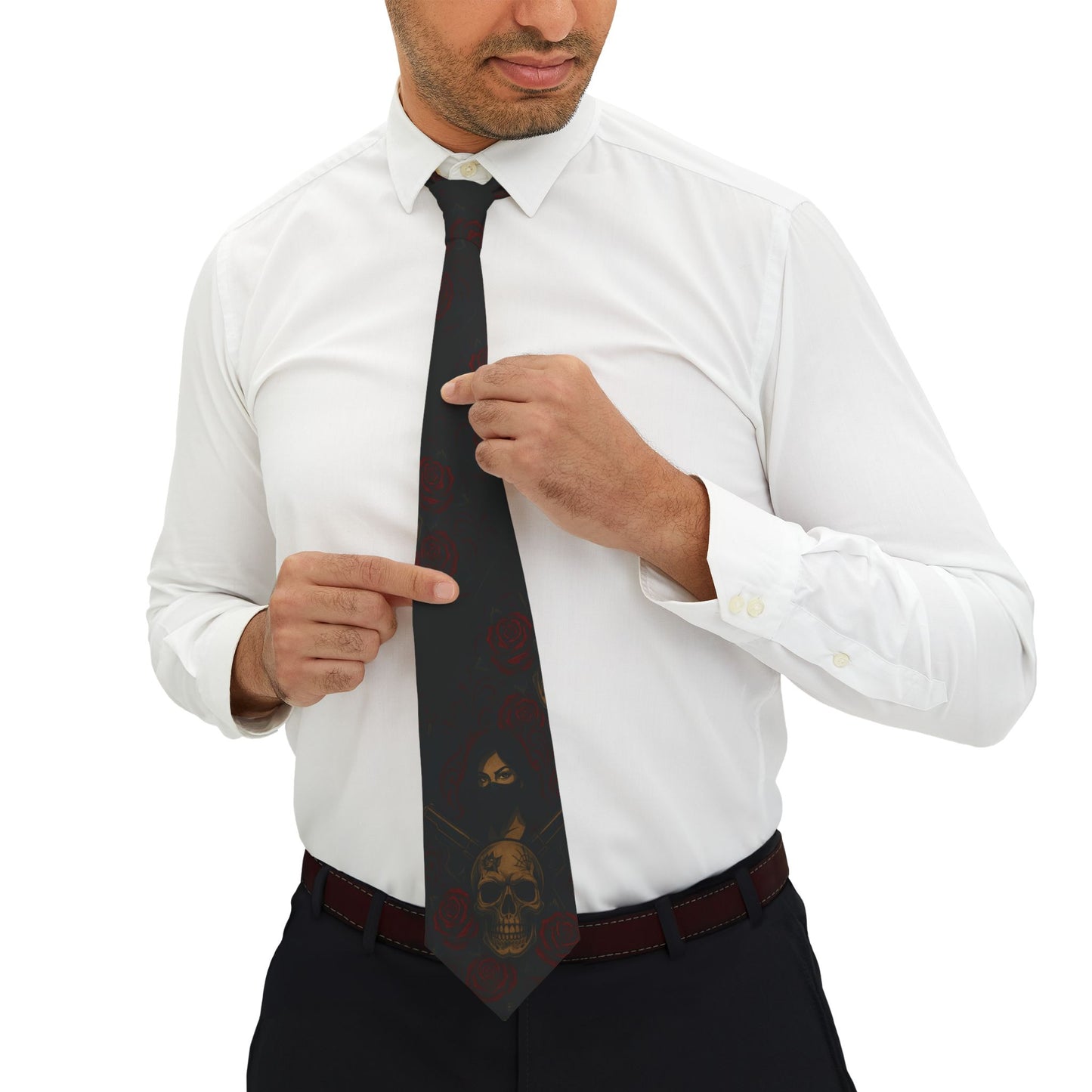 Gothic Skull Necktie, Stylish Accessory, Perfect for Halloween, Unique Gift for Him, Edgy Formal Wear, Trendy Fashion Statement