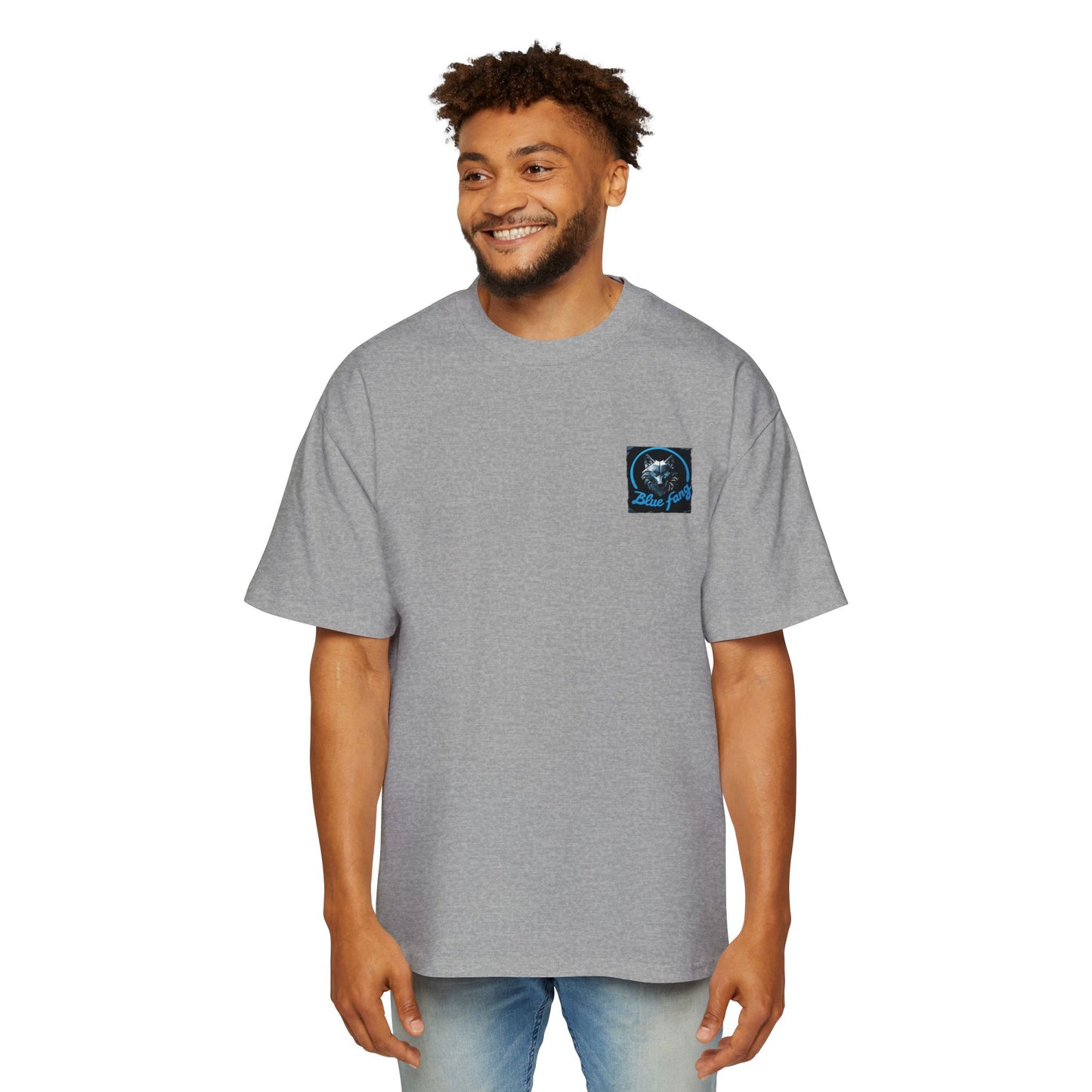 Fearless Blue Fang Men's Heavy Oversized Tee, Graphic Shirt for Casual Wear, Gift for Him, Streetwear Fashion, Unique Art Tee
