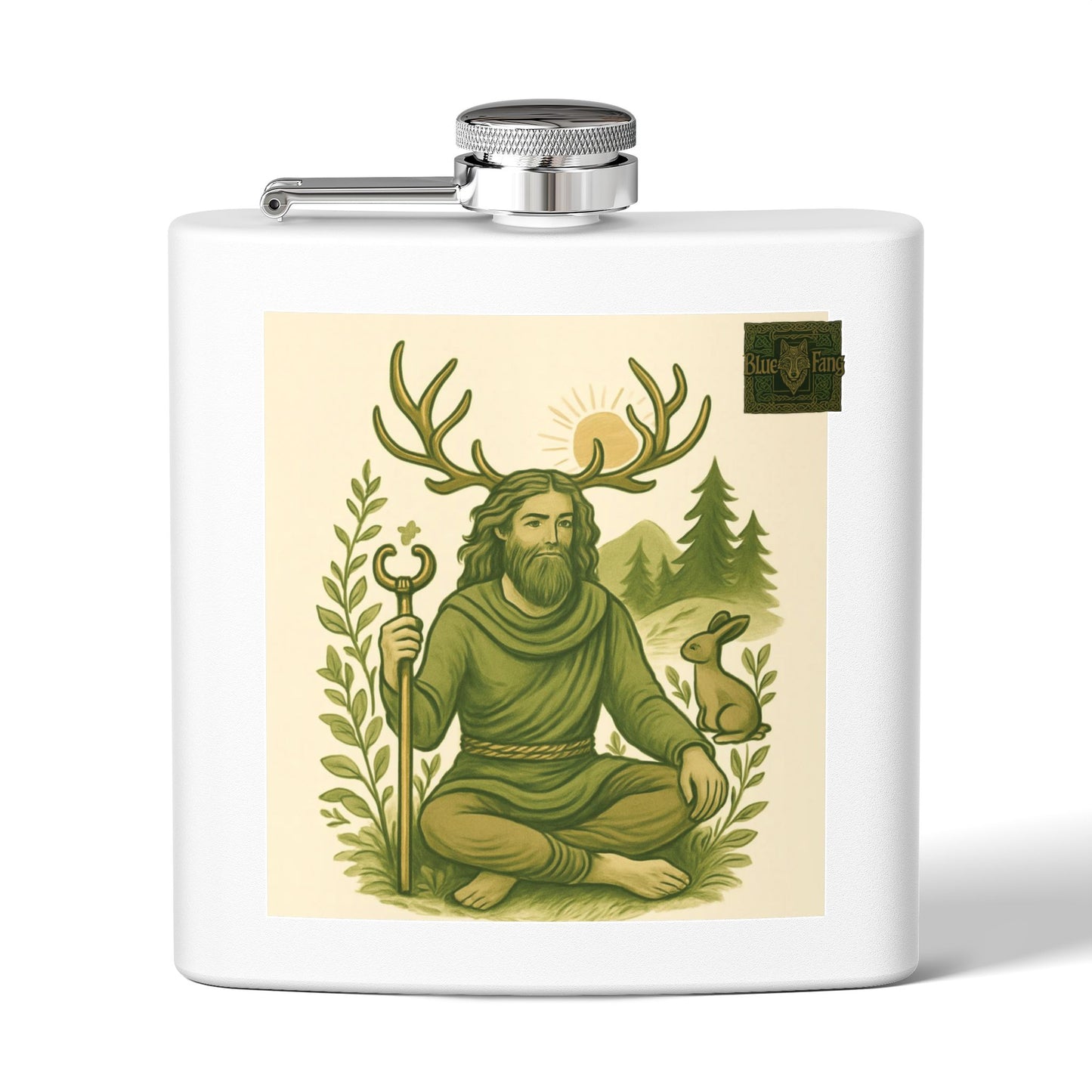 Flask, Celtic Cernunnos Design, 6oz Stainless Steel