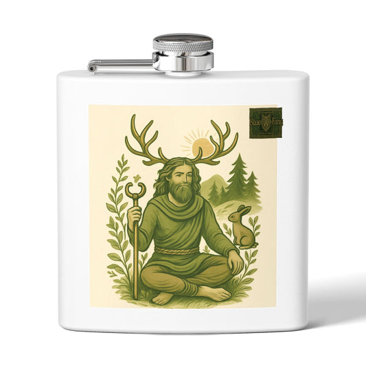 Flask, Celtic Cernunnos Design, 6oz Stainless Steel