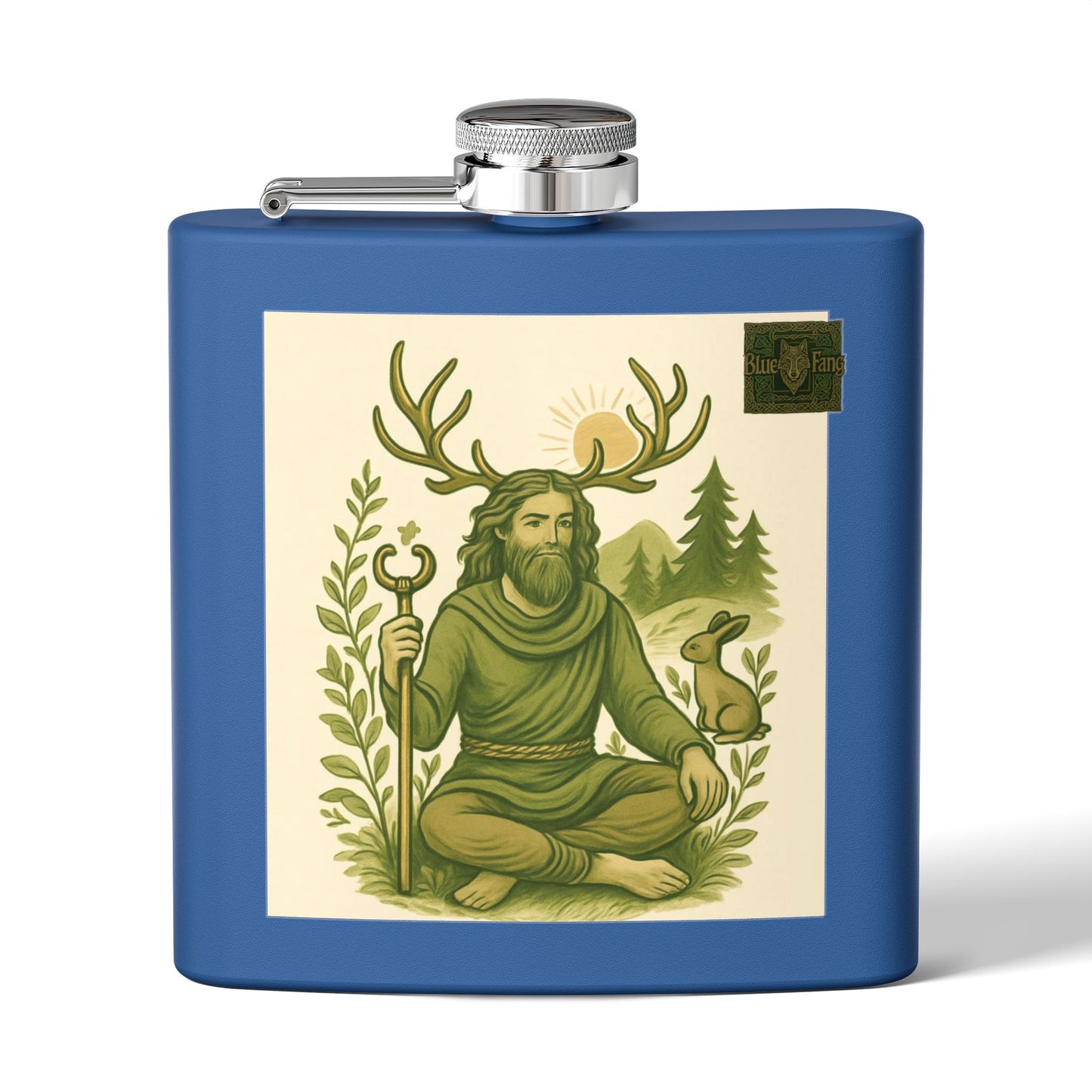 Flask, Celtic Cernunnos Design, 6oz Stainless Steel