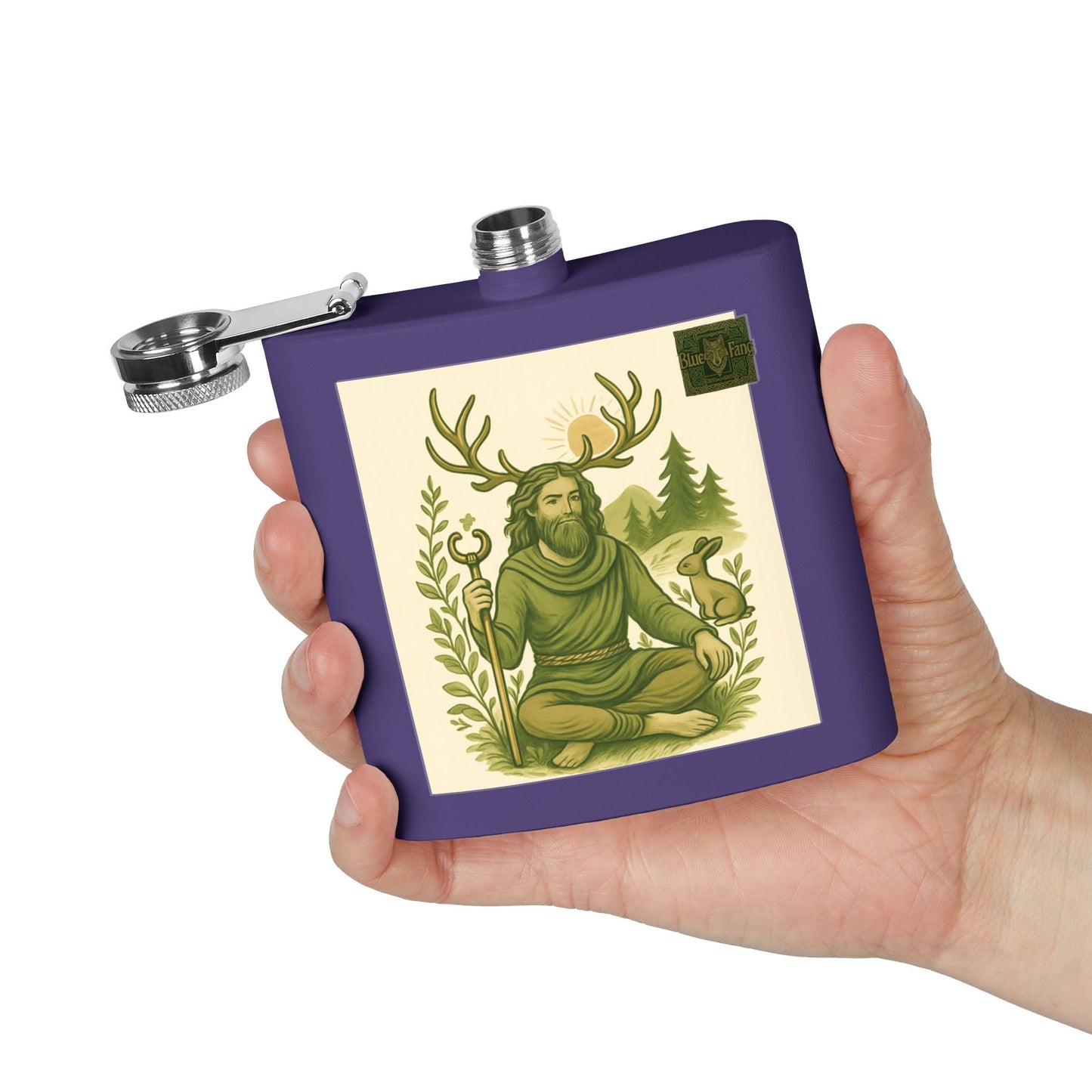 Flask, Celtic Cernunnos Design, 6oz Stainless Steel