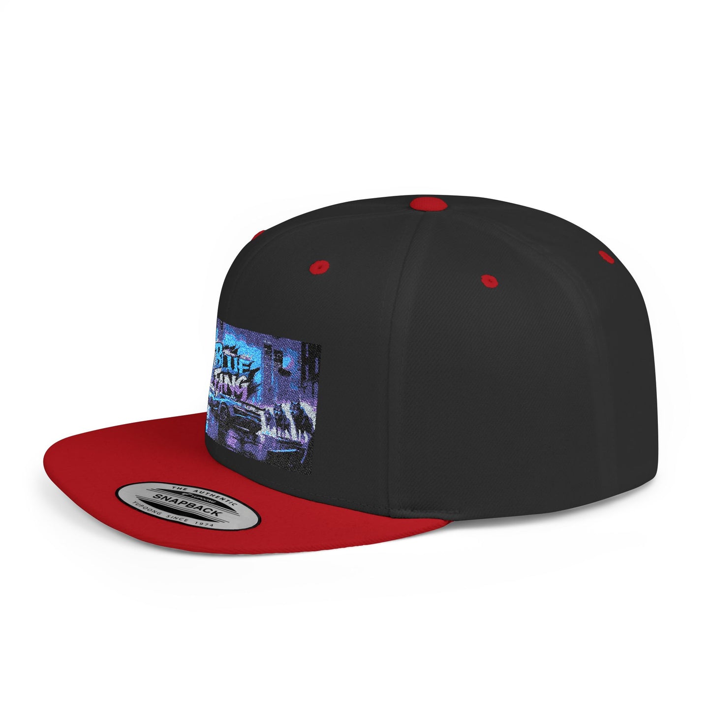 Retro-Inspired Flat Bill Snapback Cap, Hip-Hop Style Hat, Streetwear Accessory, Urban Fashion, Gift for Trendsetters
