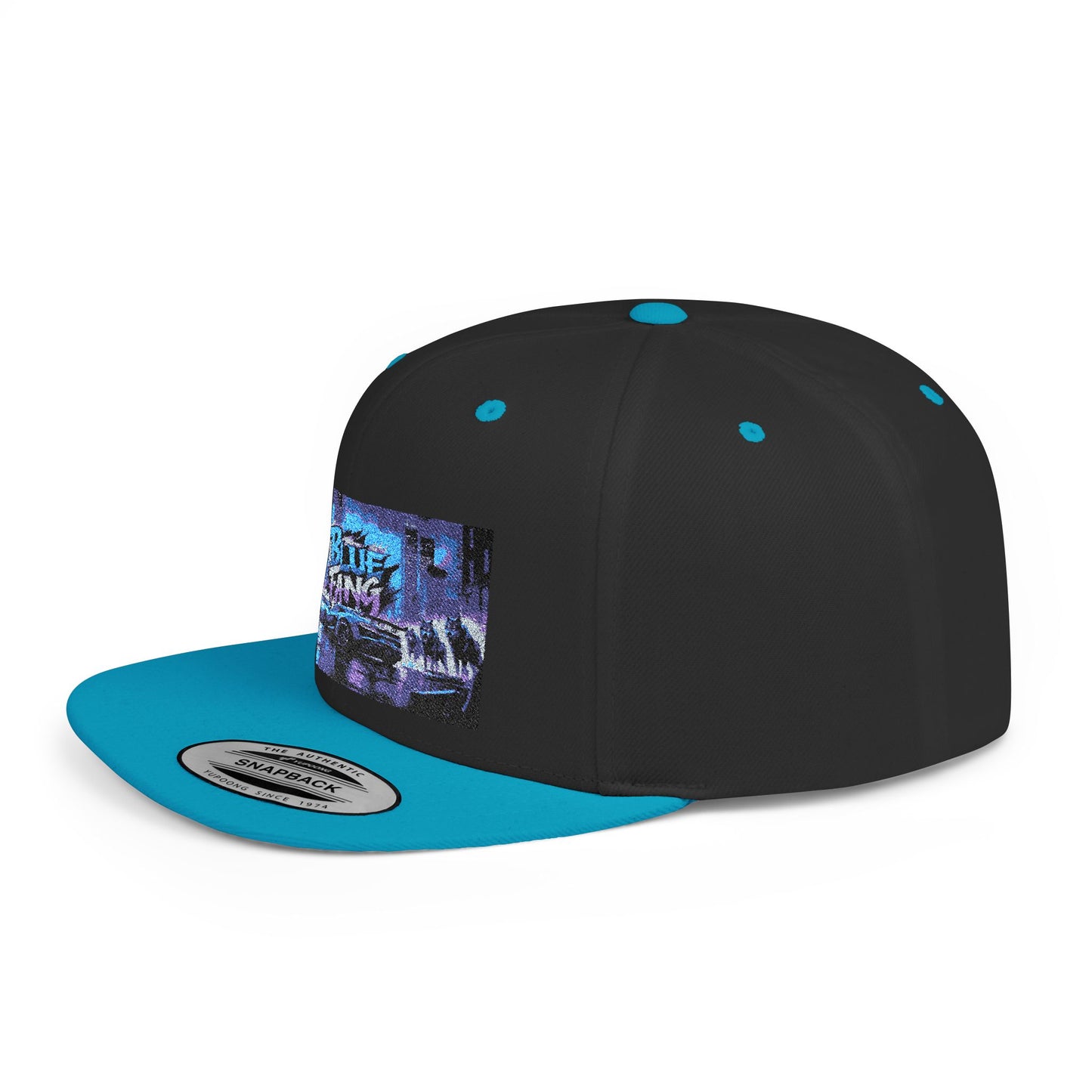 Retro-Inspired Flat Bill Snapback Cap, Hip-Hop Style Hat, Streetwear Accessory, Urban Fashion, Gift for Trendsetters