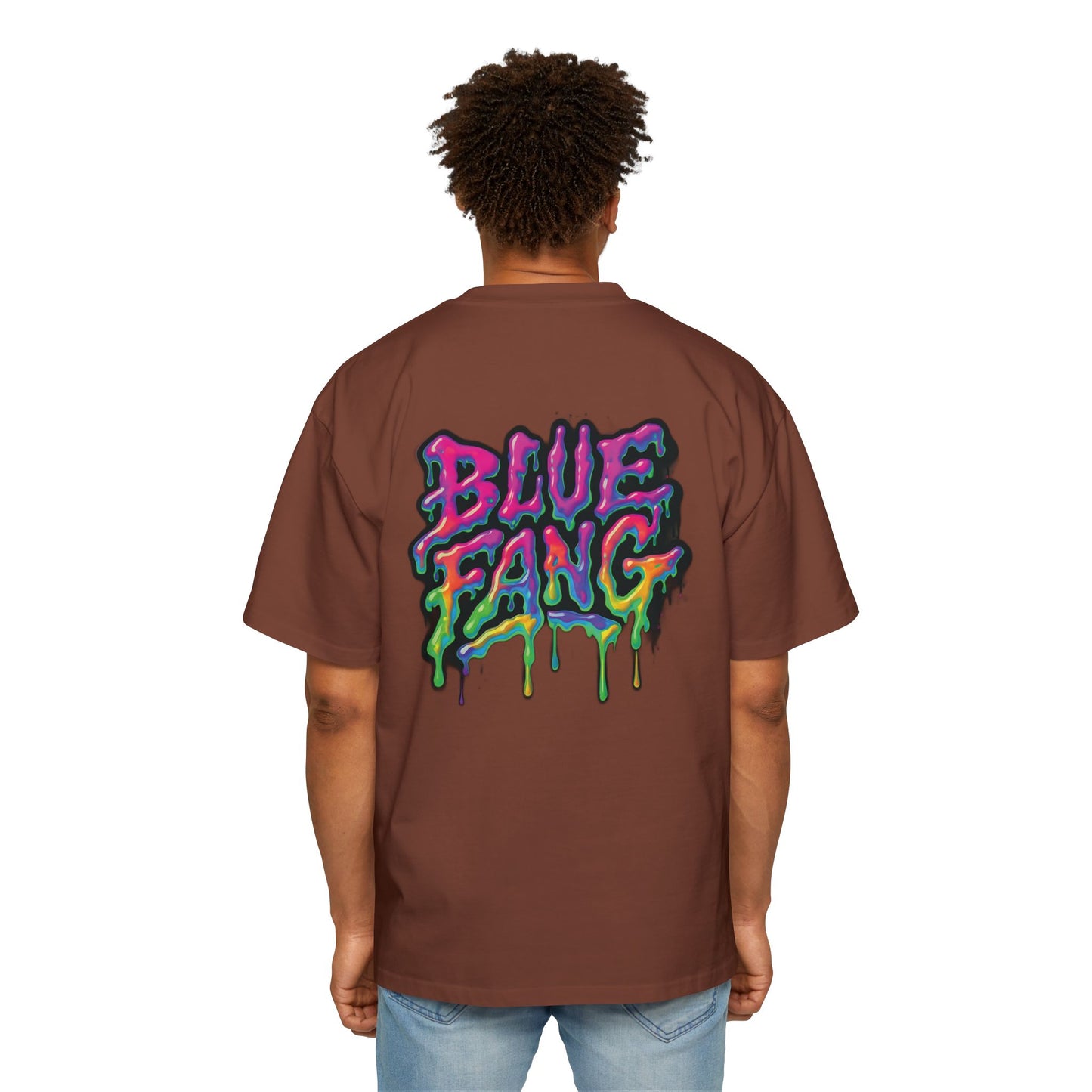 Men's Oversized Graphic Tee - Blue Fang Design, Streetwear Fashion, Casual Style, Unique Gift for Men, Trendy T-Shirt