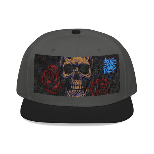 Snapback Hat - Skull Rose Gothic Old School Embroidery Design