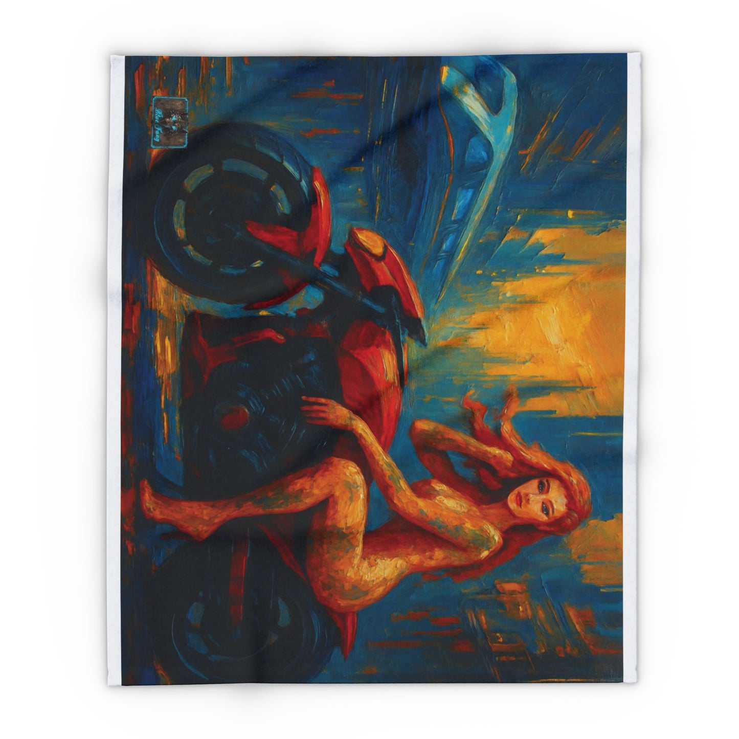 Vibrant Motorcycle Art Fleece Blanket | Cozy Gift for Bikers, Home Decor, Art Lovers | Stylish and Unique