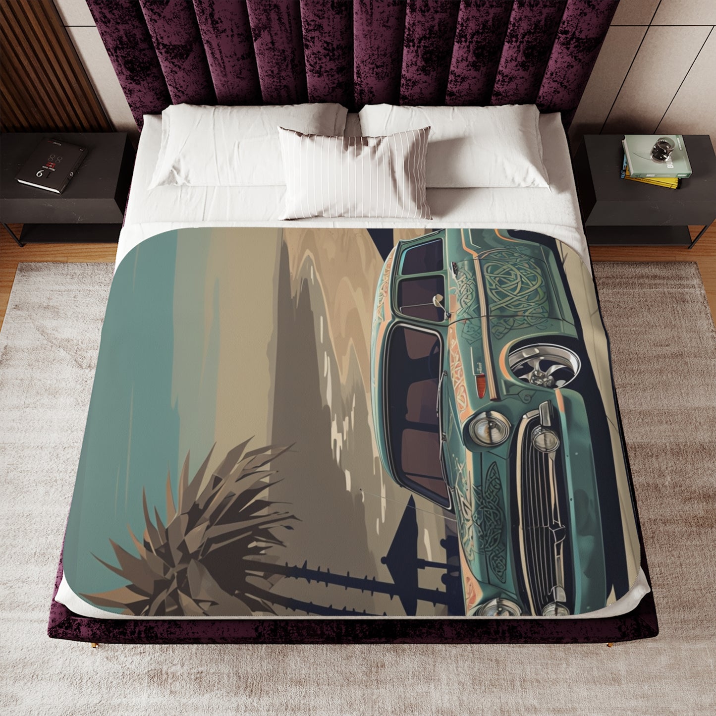 Urban Style Sherpa Blanket - Cozy, Artistic, Perfect for Home Decor, Gifts, or Cozy Nights In, Blue Fang Theme, Plush Throw Blanket