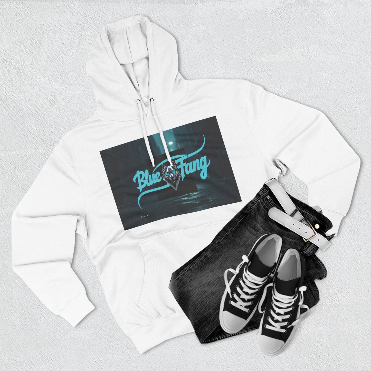 Fearless Blue Fang Hoodie, Fleece Hoodie for Music Lovers, Edgy Streetwear, Gift for Him/Her, Casual Fall/Winter Wear