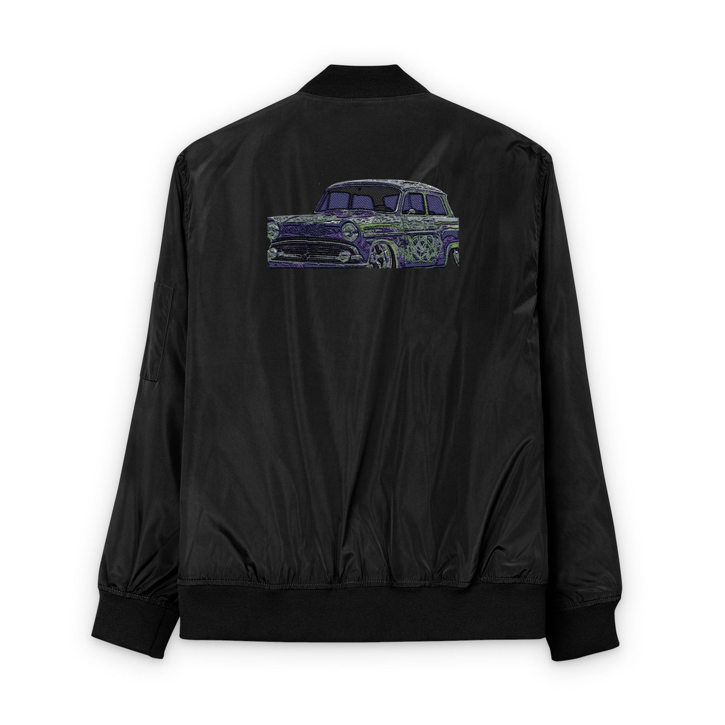 Embroidered Recycled Bomber Jacket, Eco-Friendly Fashion, Gothic Aesthetic, Unique Gift, Casual Streetwear