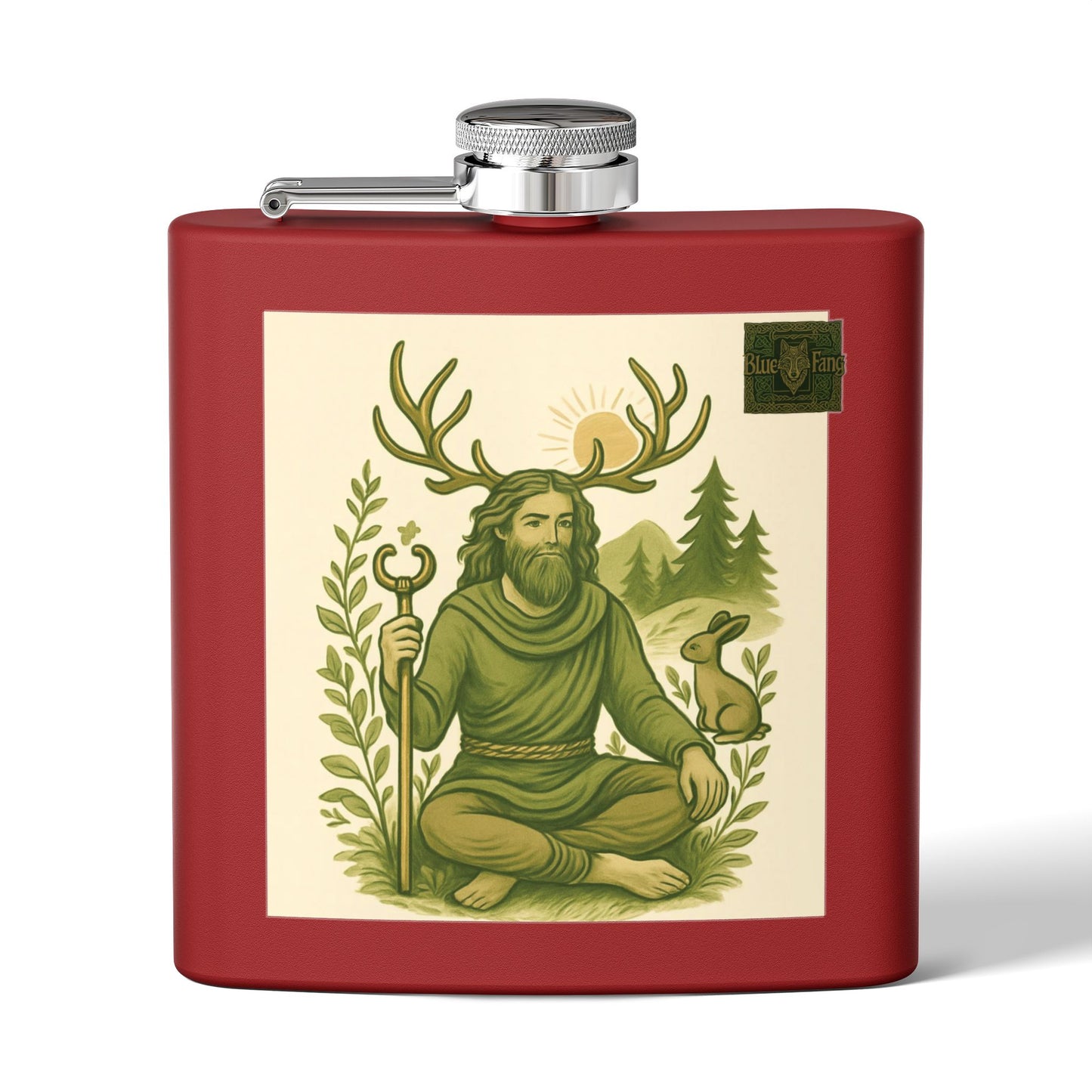 Flask, Celtic Cernunnos Design, 6oz Stainless Steel