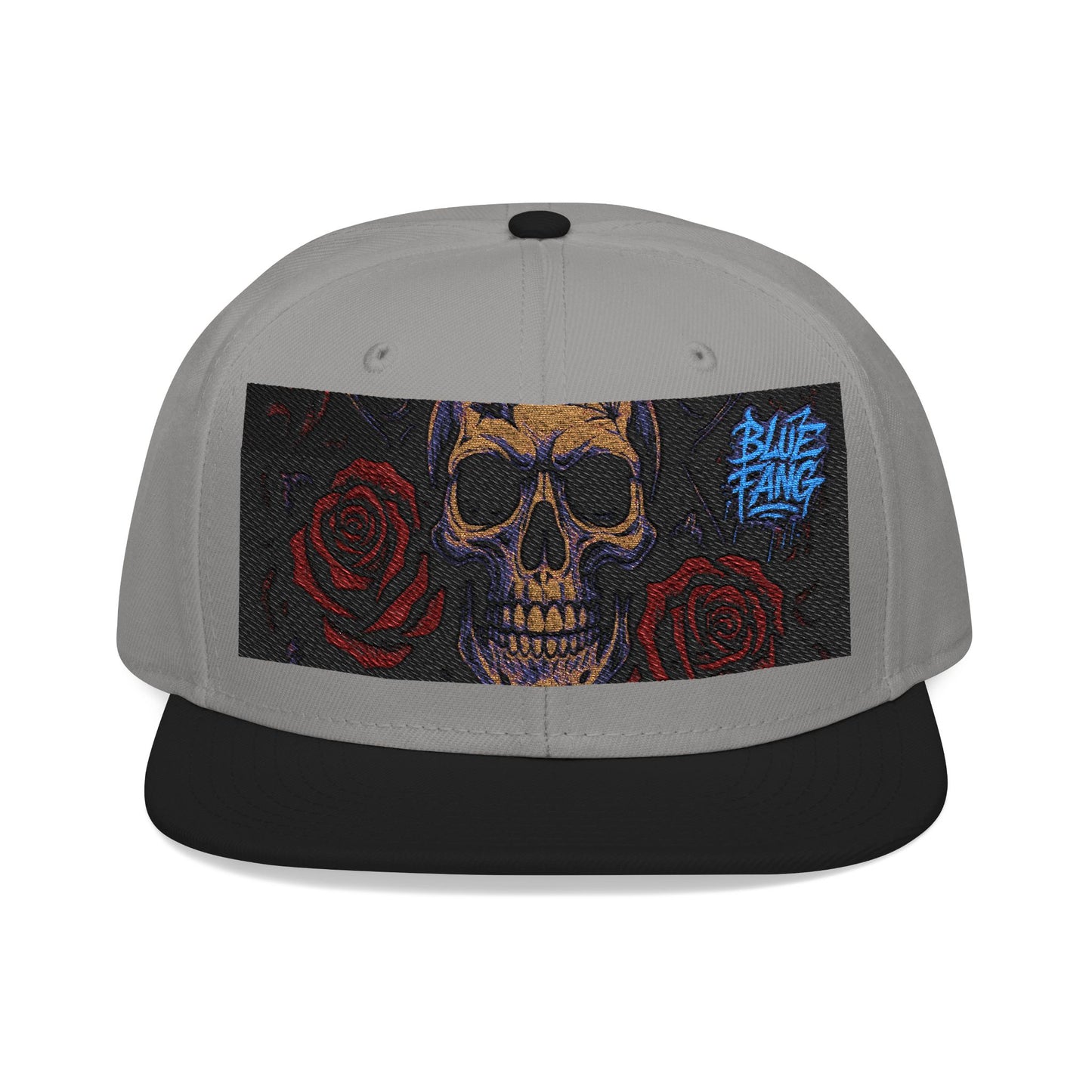 Snapback Hat - Skull Rose Gothic Old School Embroidery Design