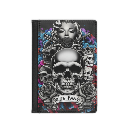 Stylish Passport Cover with Skull and Floral Design, Travel Accessory, Gift for Wanderlust, Unique Passport Holder, Goth Travel Gear