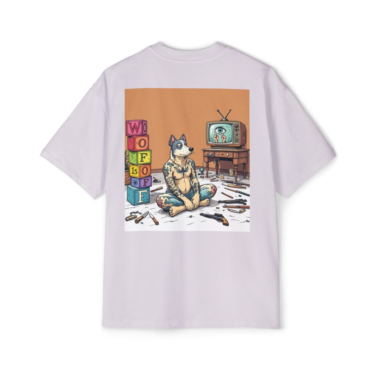 Blue Fang Men's Heavy Oversized Tee, Graphic Shirt for Casual Wear, Gift for Him, Streetwear Fashion, Unique Art Tee