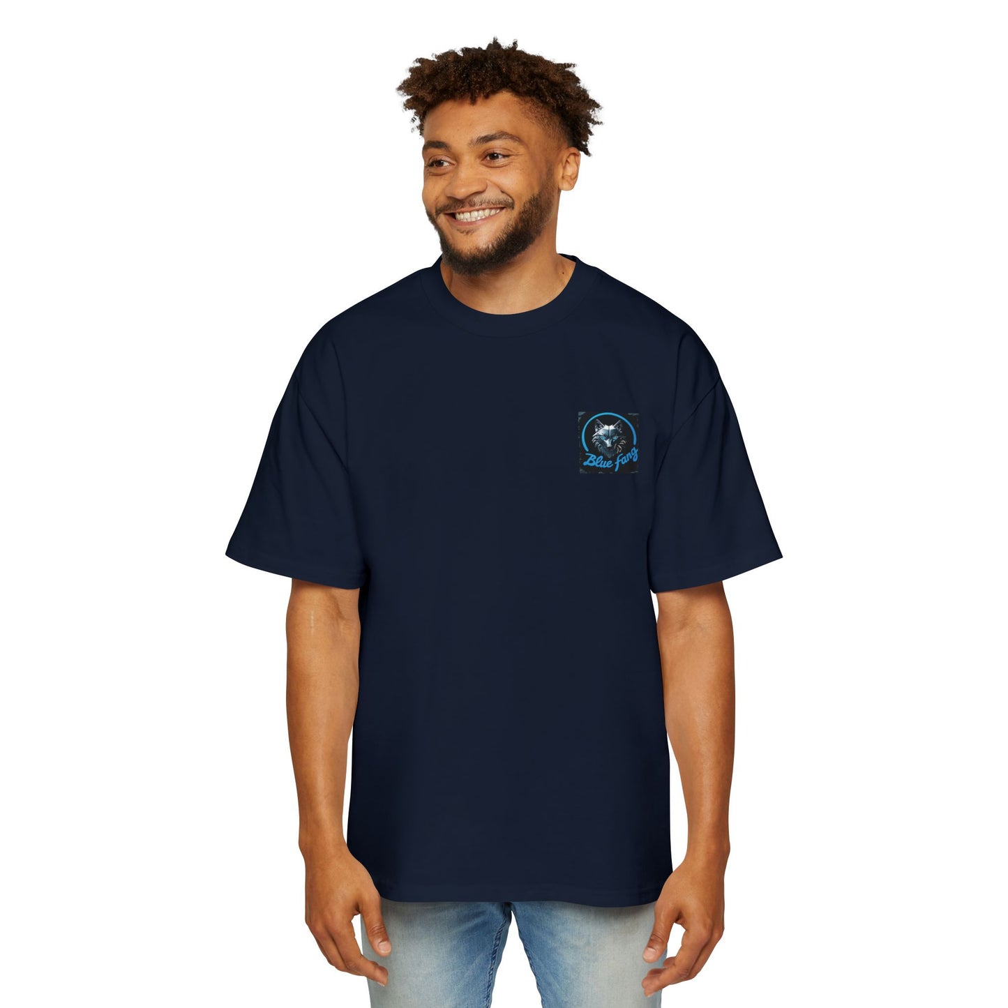 Fearless Blue Fang Men's Heavy Oversized Tee, Graphic Shirt for Casual Wear, Gift for Him, Streetwear Fashion, Unique Art Tee